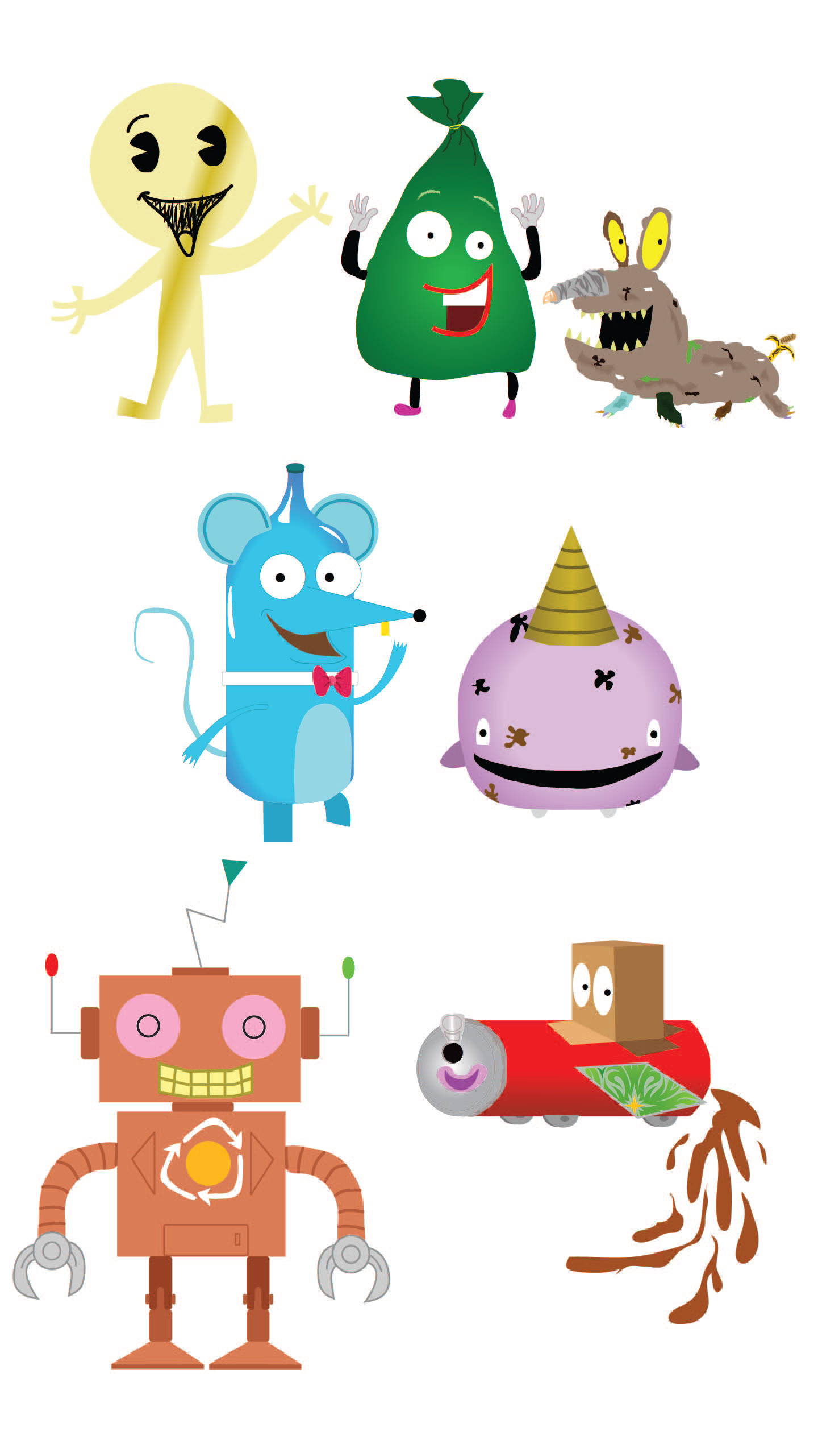 Meet the TrashEm' Pals! Seven recyclable toys that live in a garbage dump.
