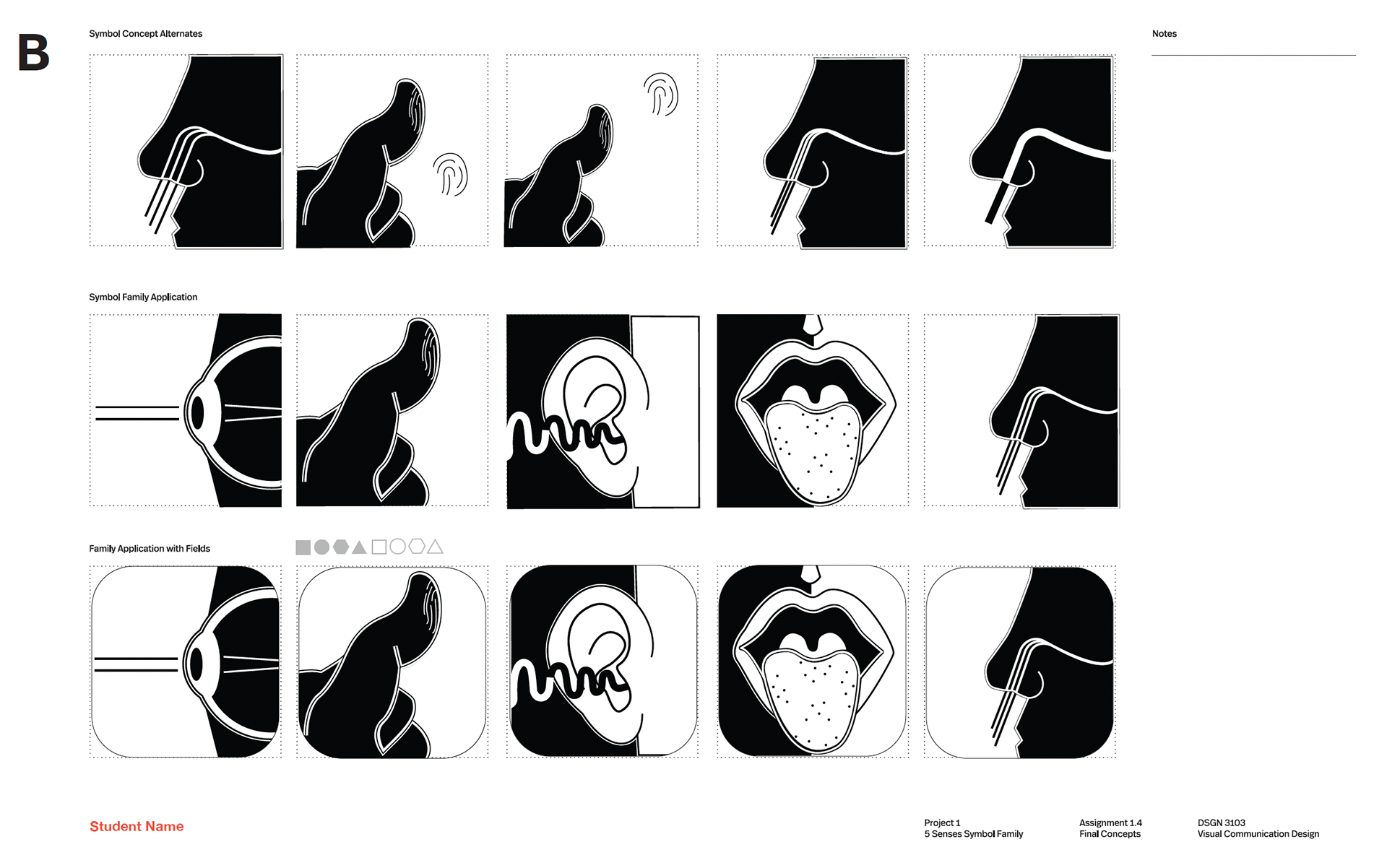Symbol set with alternative images and first draft of image containers
