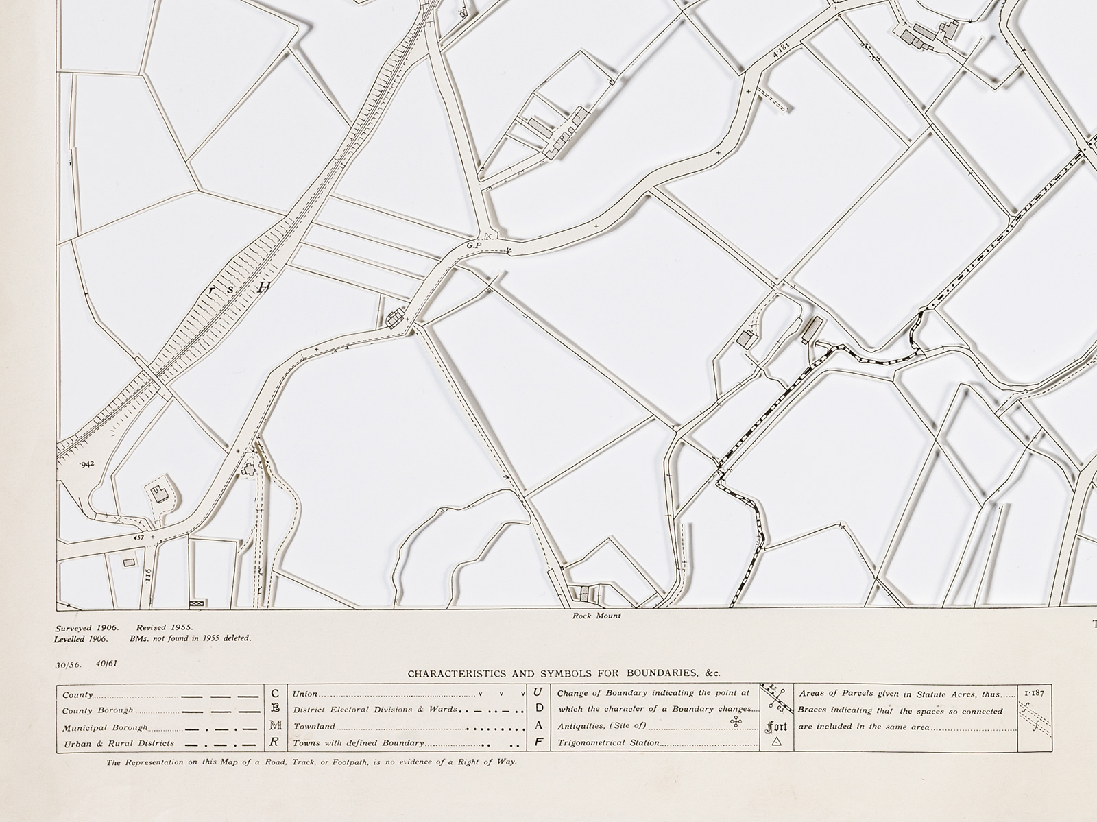 Open Ground i. (detail) 2018 Altered Vintage Map: County Armagh, Sheet 20-2