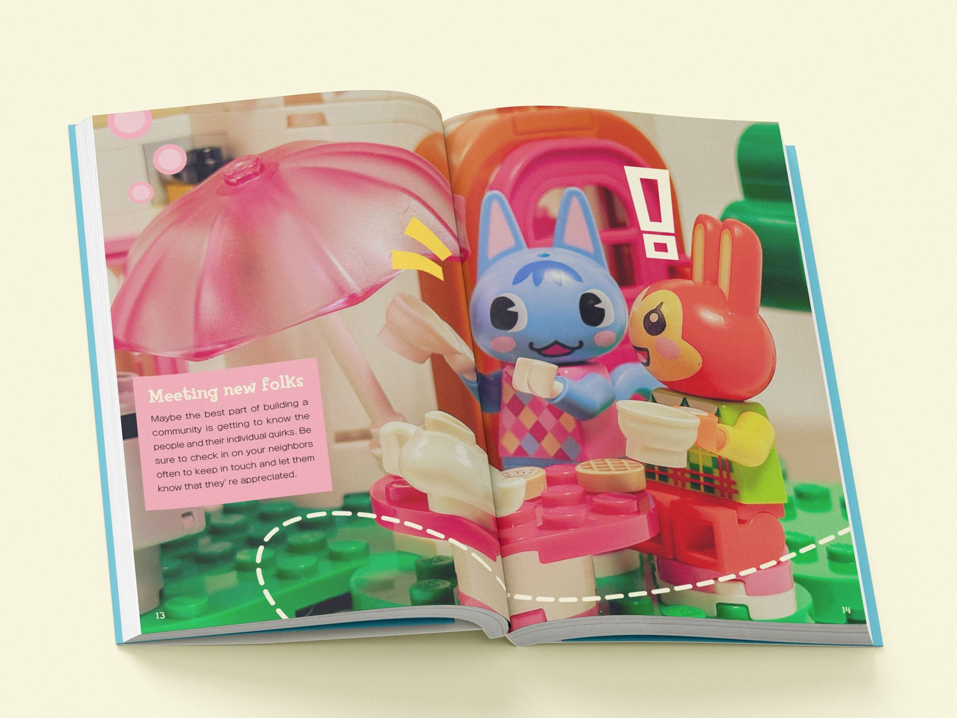 'Meeting new folks' page spread.