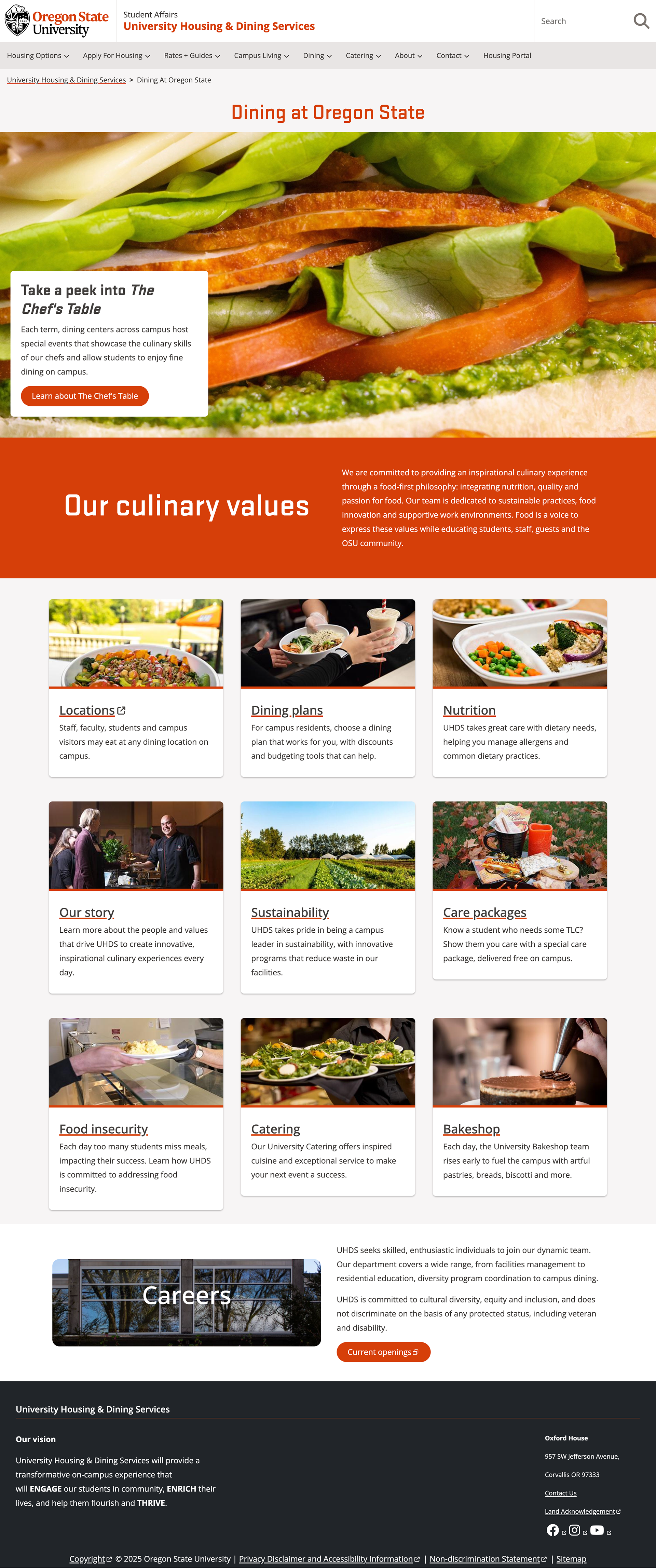 Dining at Oregon State layout