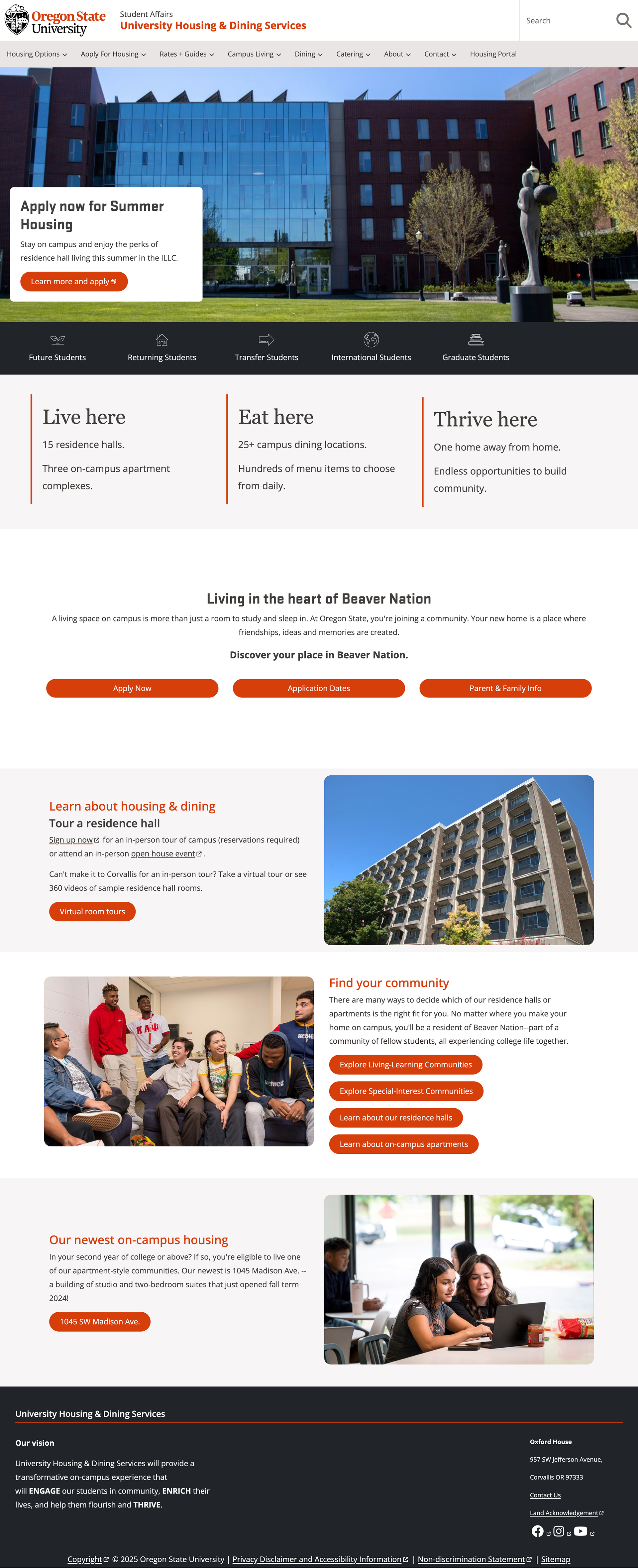 Homepage layout
