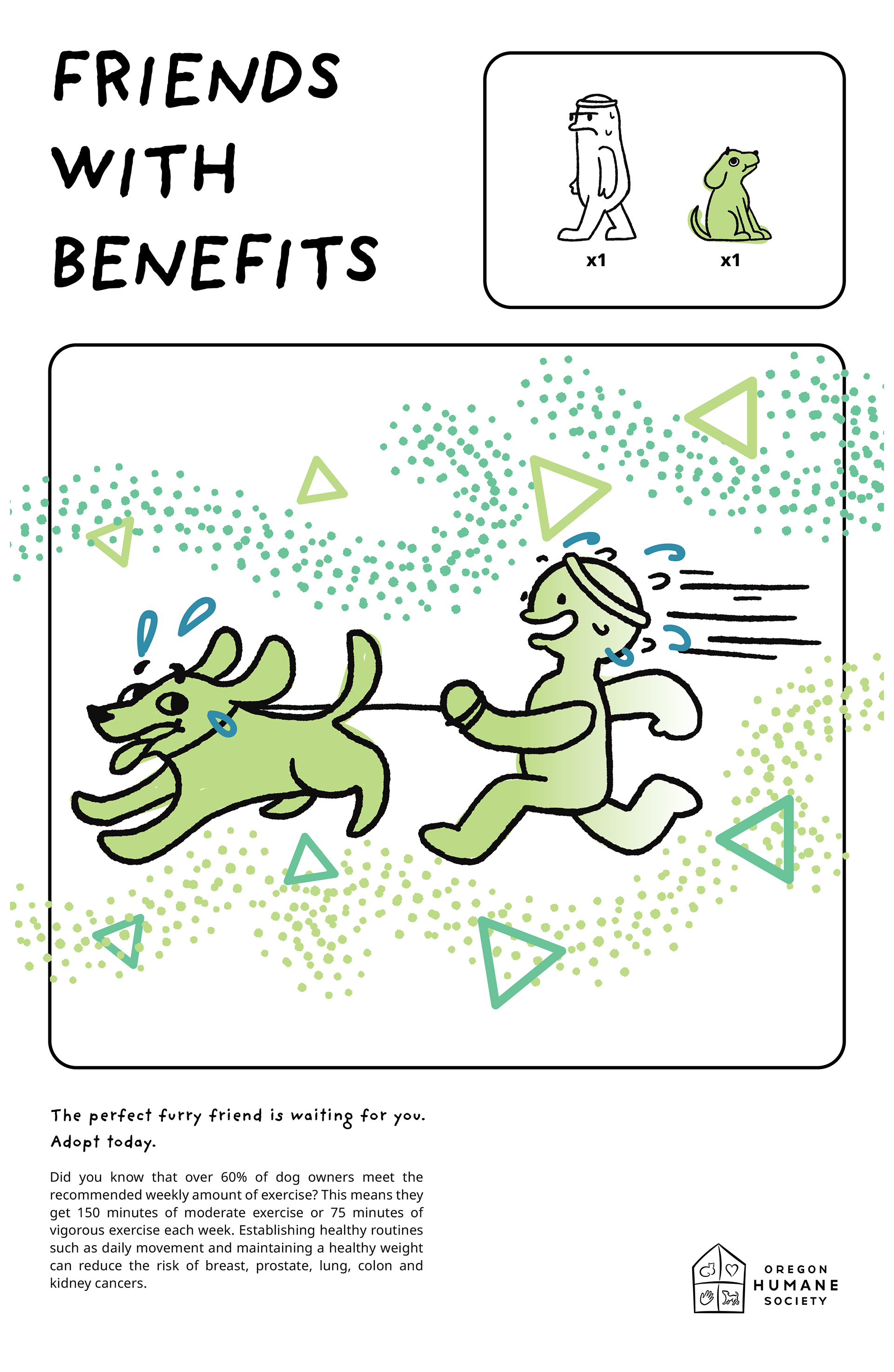 "Friends with Benefits" dog adoption keychain design.