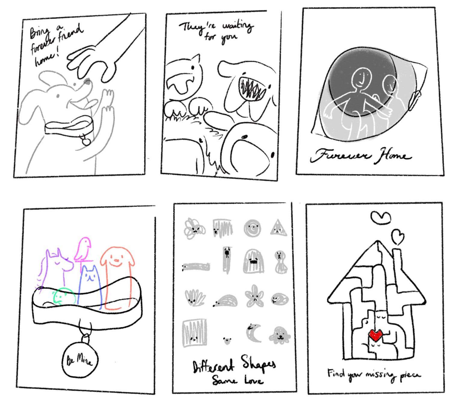 Poster design concepts for adoption campaign.