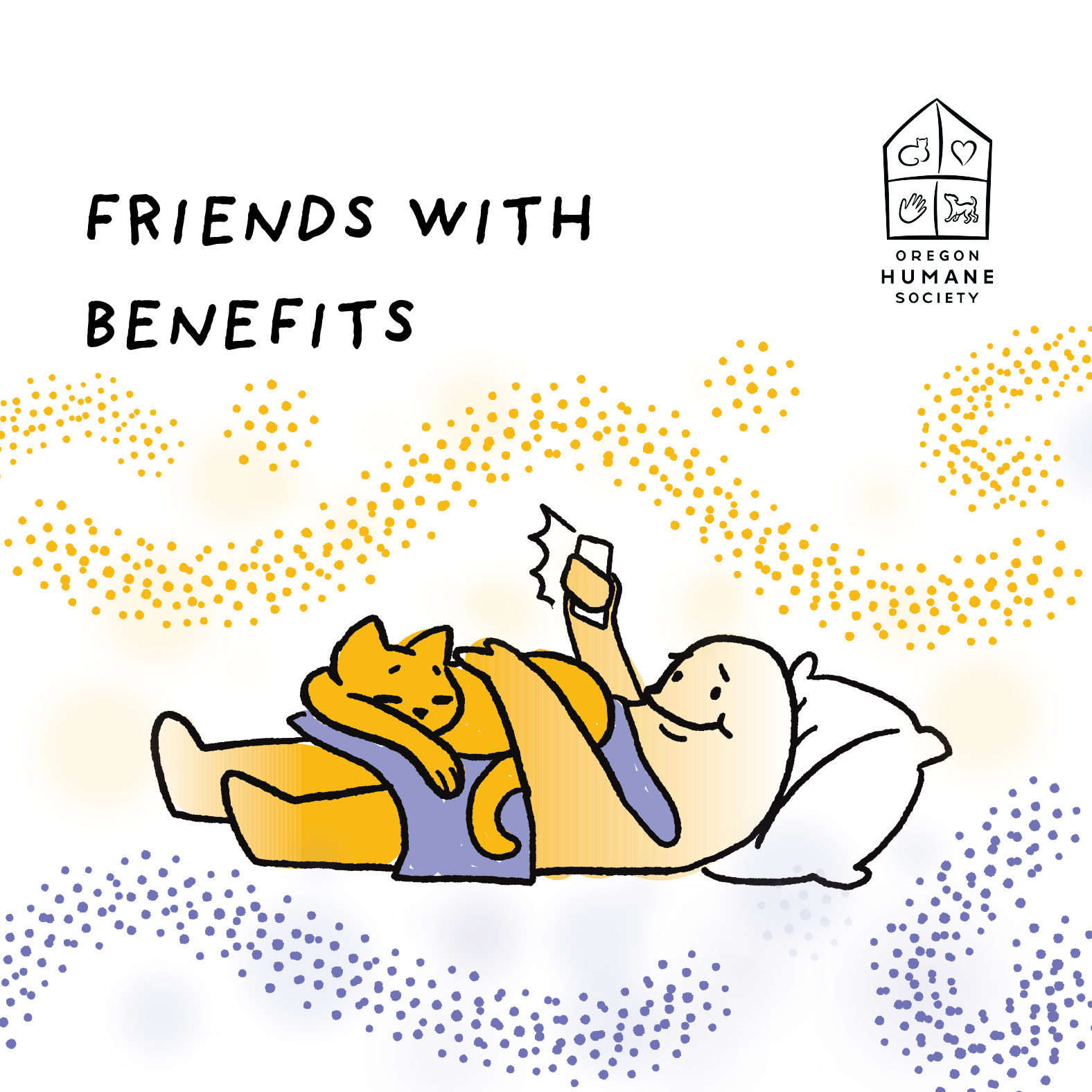 "Friends with Benefits" cat adoption keychain design.
