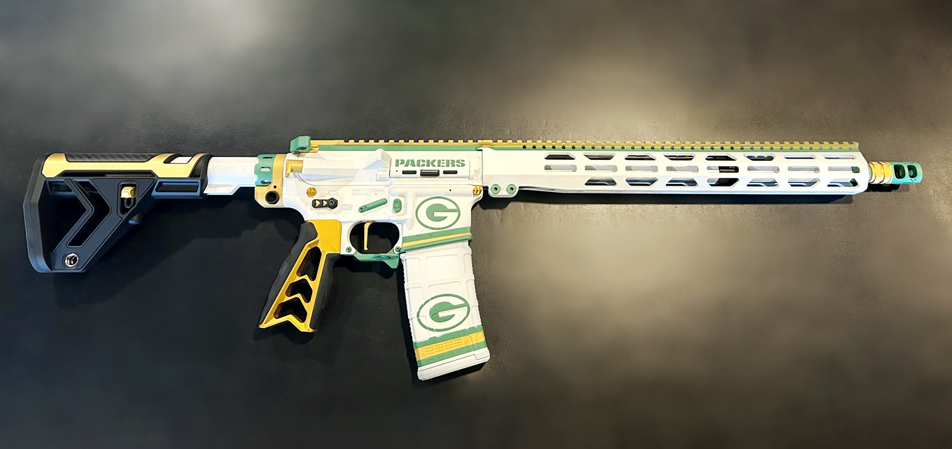 Custom Cerakote AR15 - Packers Football - White, Green & Gold