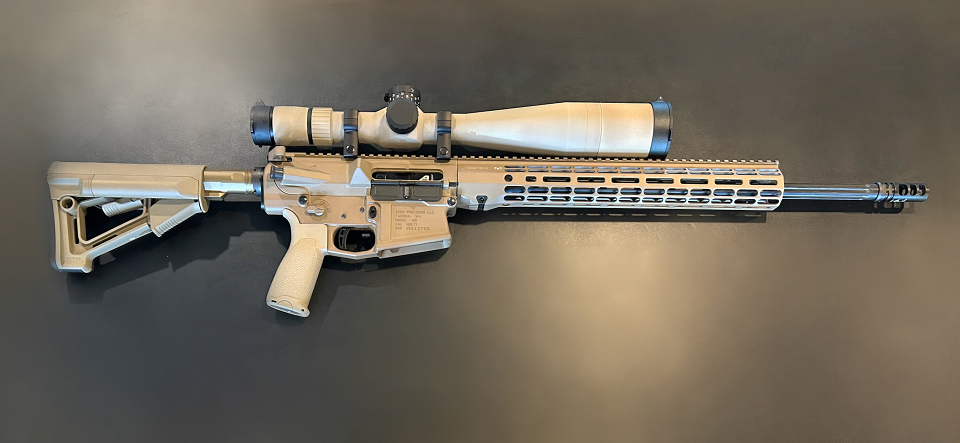 Wraith Precision M5 AR10, FDE, with Matching Duracoated Scope