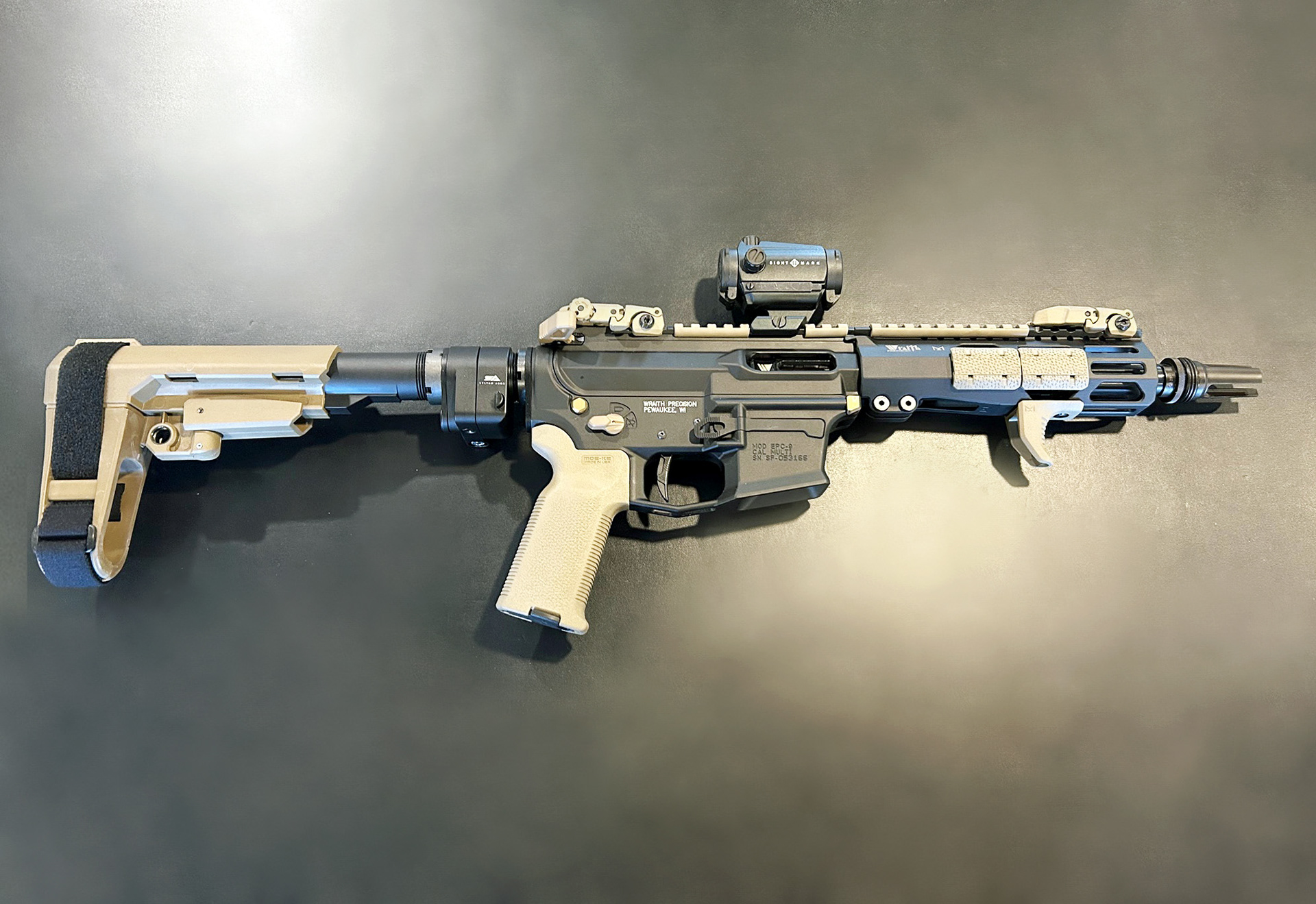 Wraith Precision Custom Pistol with Folding Stock, FDE/Blk, 9mm