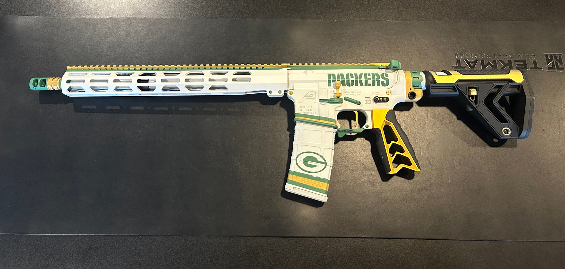 Custom Cerakote AR15 - Packers Football - White, Green & Gold