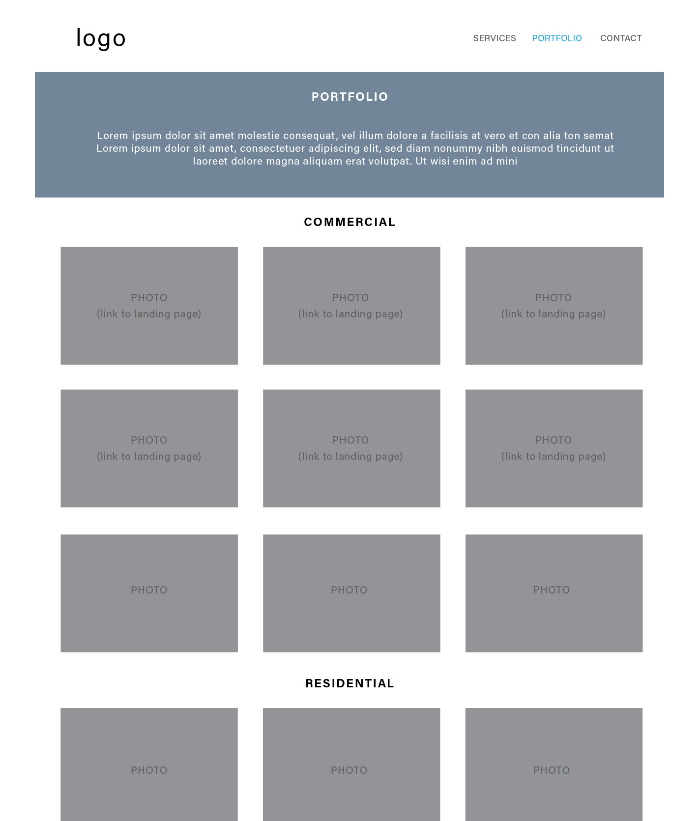 low fidelity wireframe - portfolio