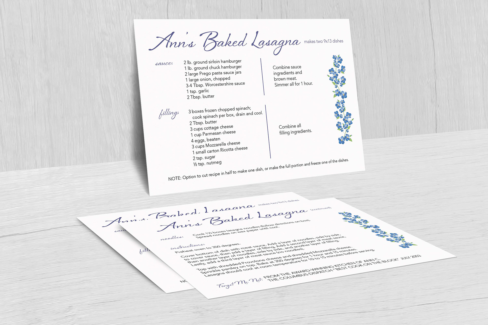 memorial gift - recipe card