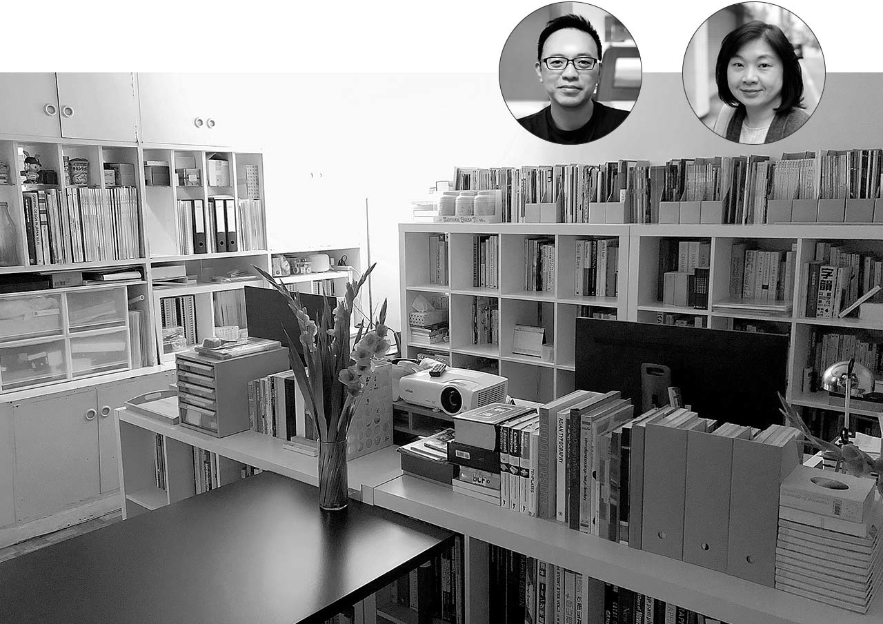 集翔設計顧問兩位負責人,林稚翔(Sam)和張明蓉(Sonya),以及工作室作業環境