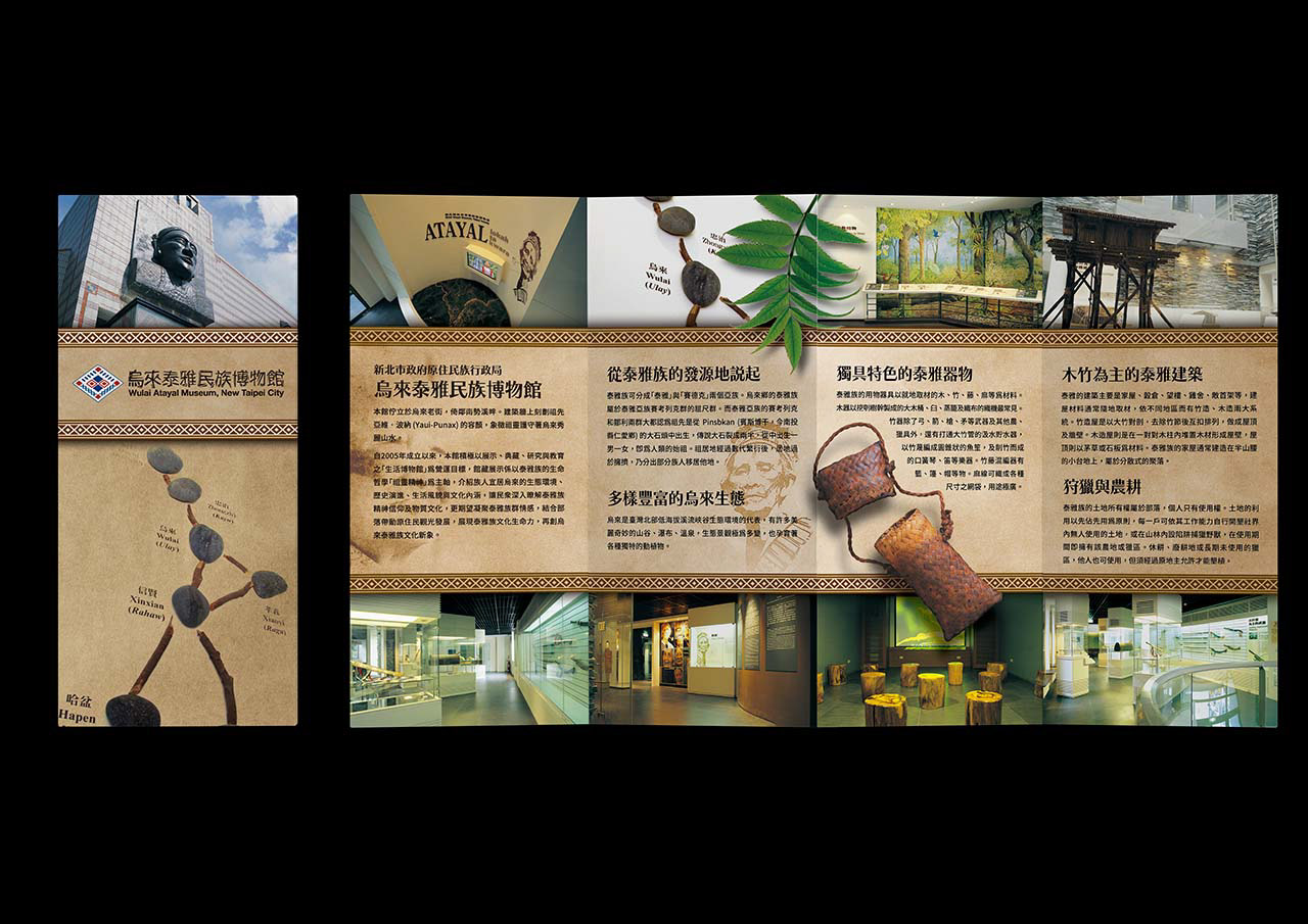 烏來泰雅民族博物館第一款簡介設計,採用平行摺法