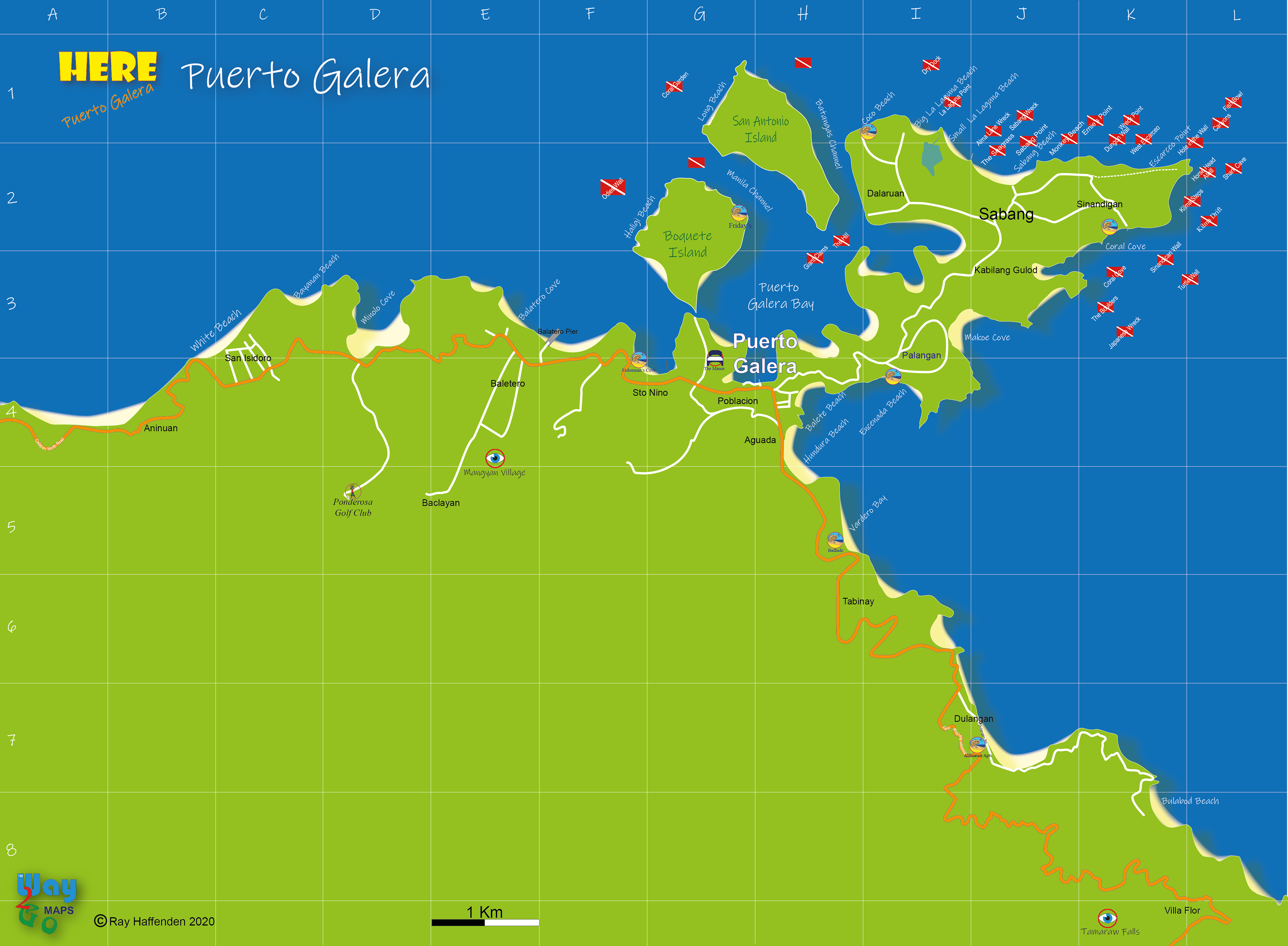 Map of Puerto Galera, Mindoro Island, Philippines