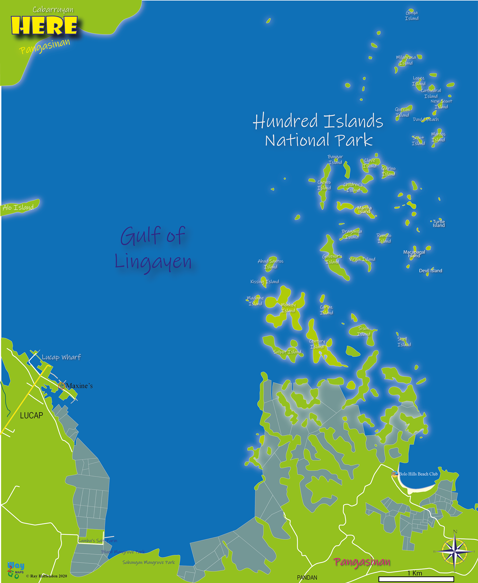 Map of 100 Islands National Park, Pangasinan, Philippines