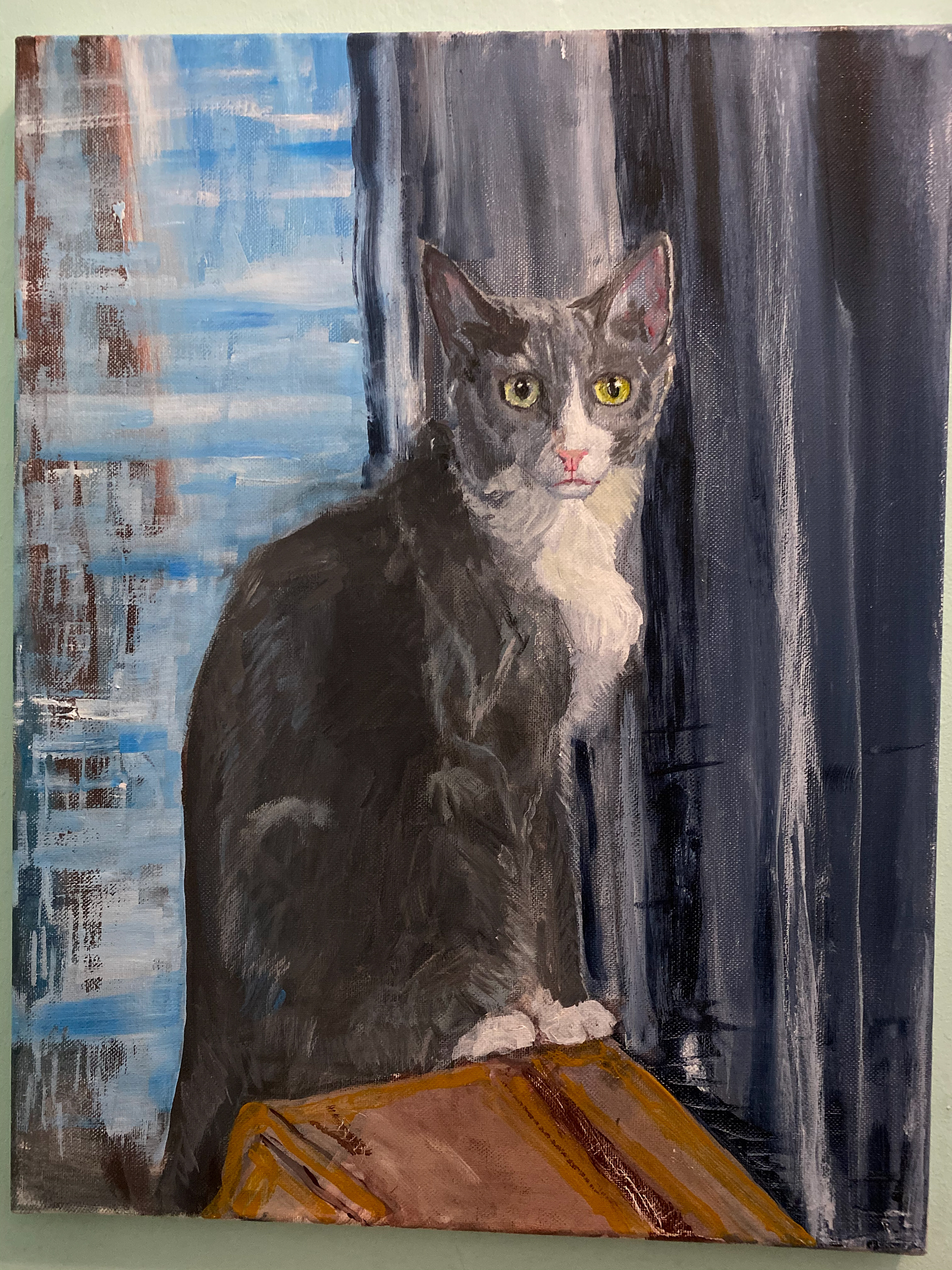 cat portrait commission 20x16" acrylic on canvas