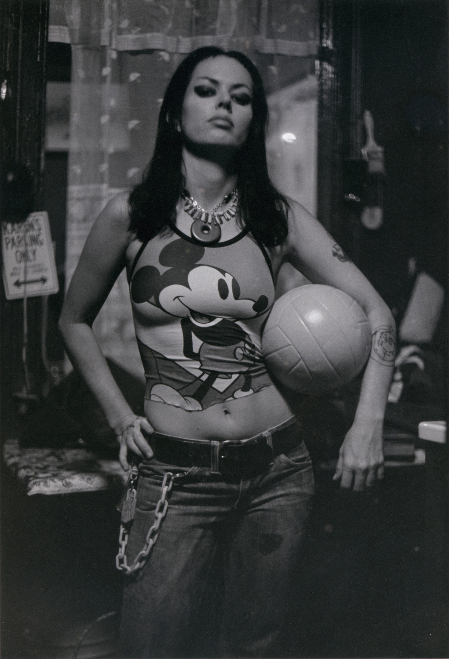 Kembra Pfahler at home with a volleyball