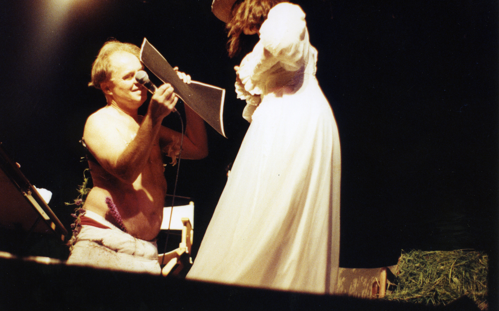 Karen Finley performing at Pyramid Breast milk paintings