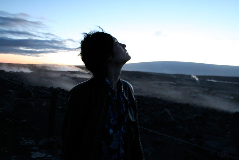 Sarah in the fields of Pele, Hawaii