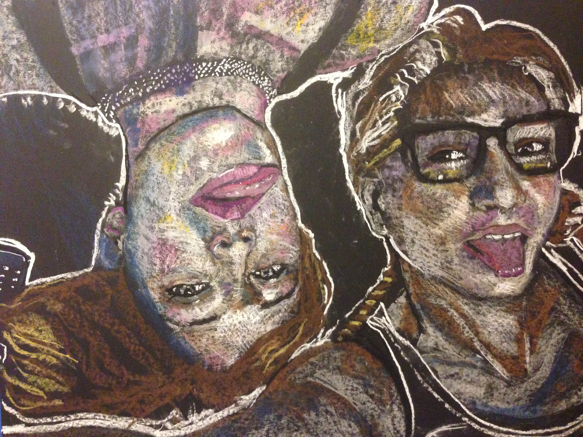 Chalk and oil pastel on black paper n22"x28"