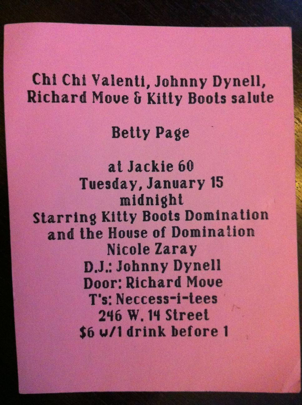 flyer for Jackie 60 