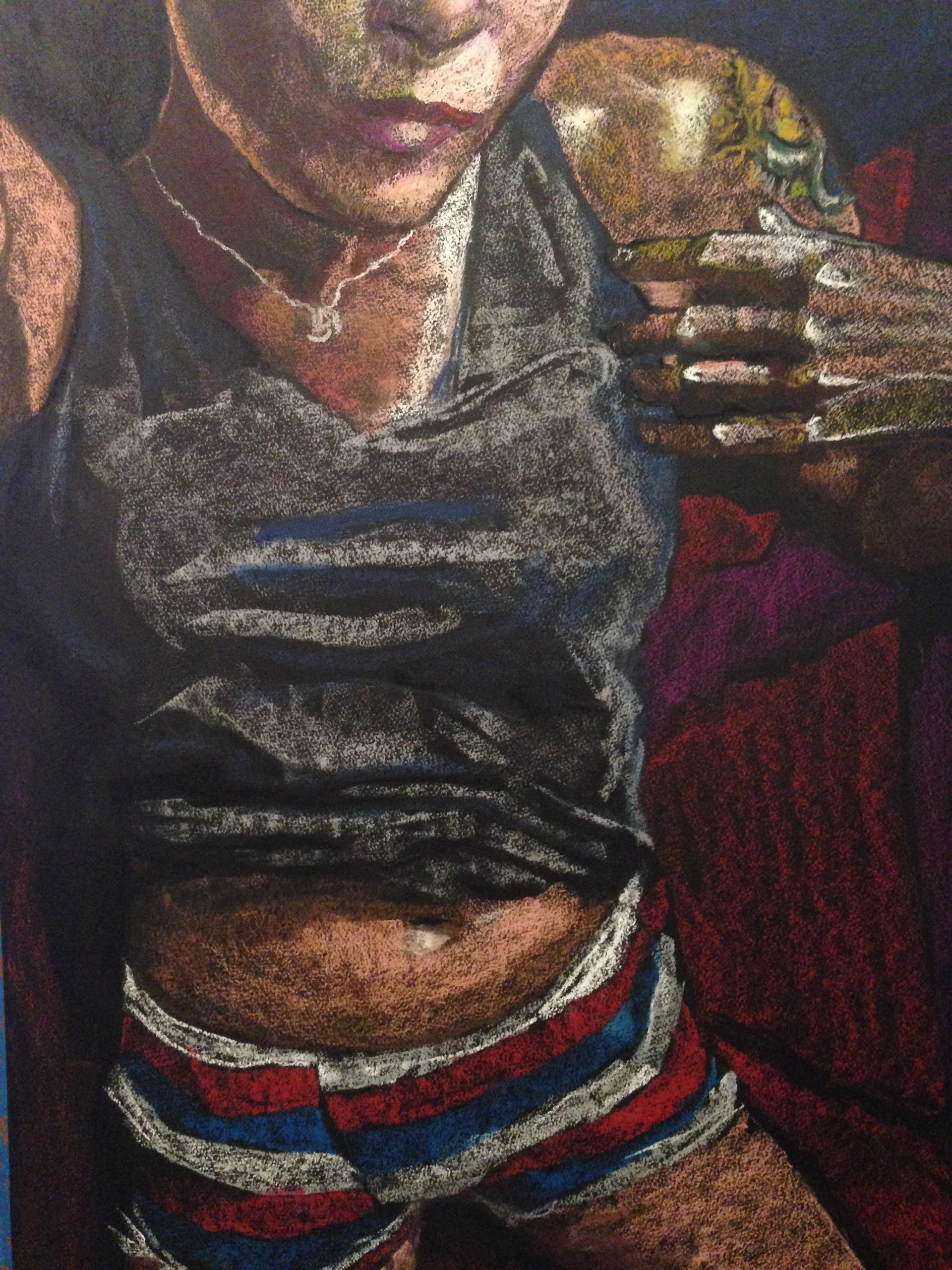 Chalk and oil pastel on black paper 30x22"