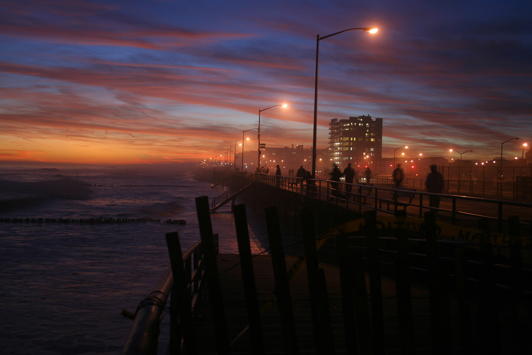 Rockaway Beach Boardwalk after a hurricane, 2009