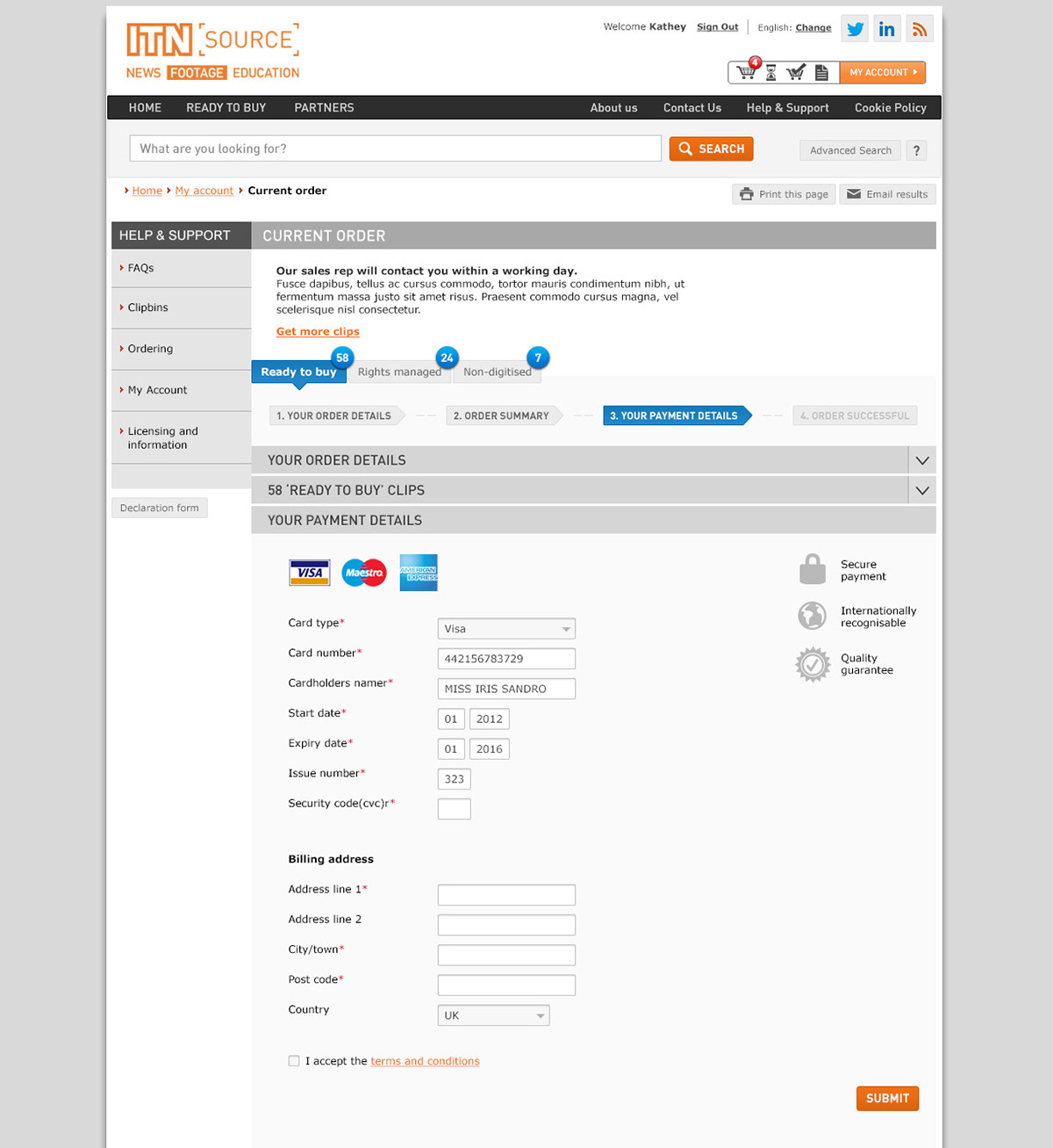 Checkout flow — Step 3: Payment details
