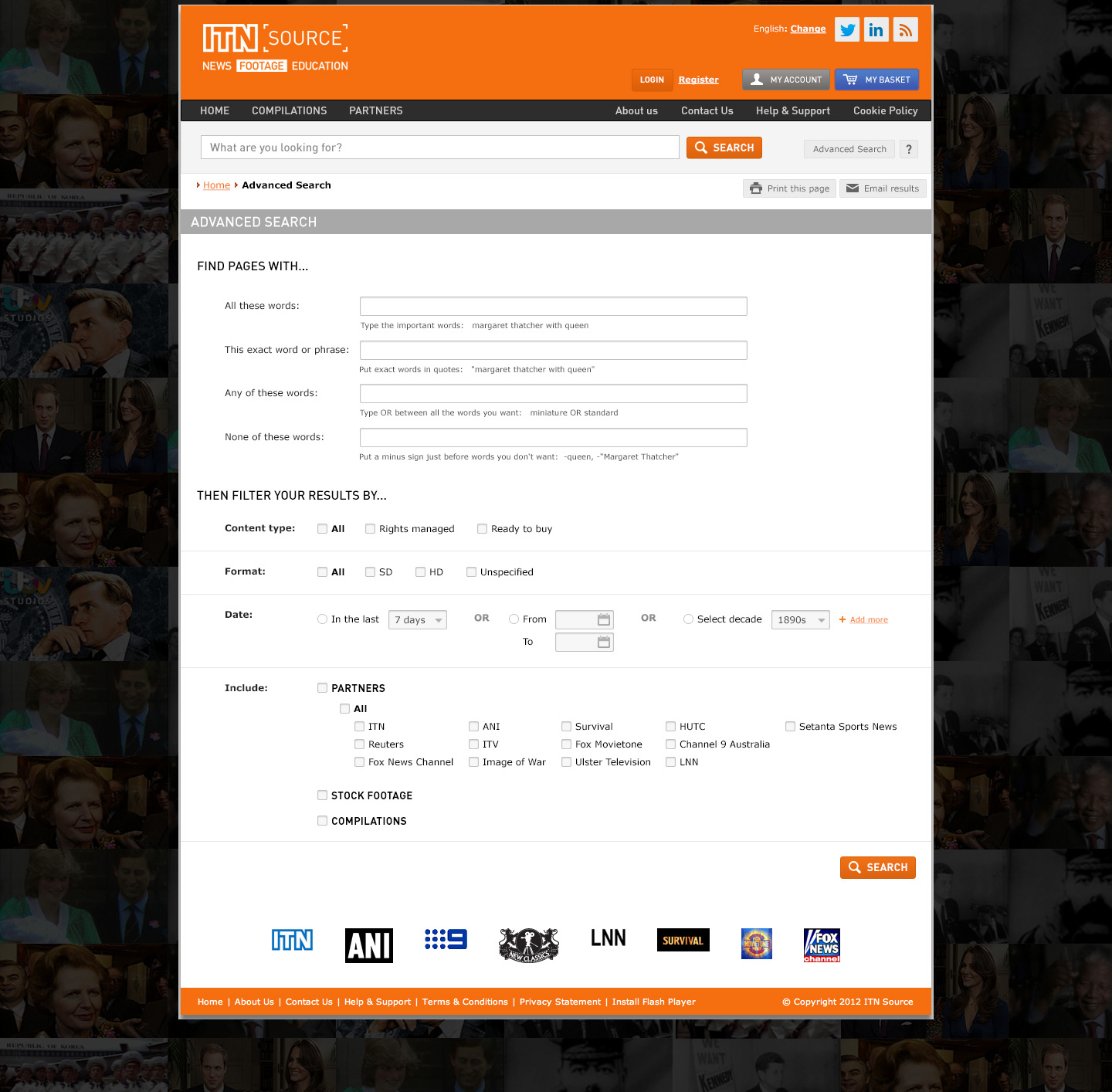 Advanced search interface