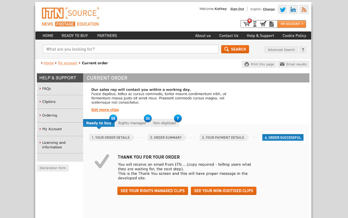 Checkout flow — Step 4: Order confirmation
