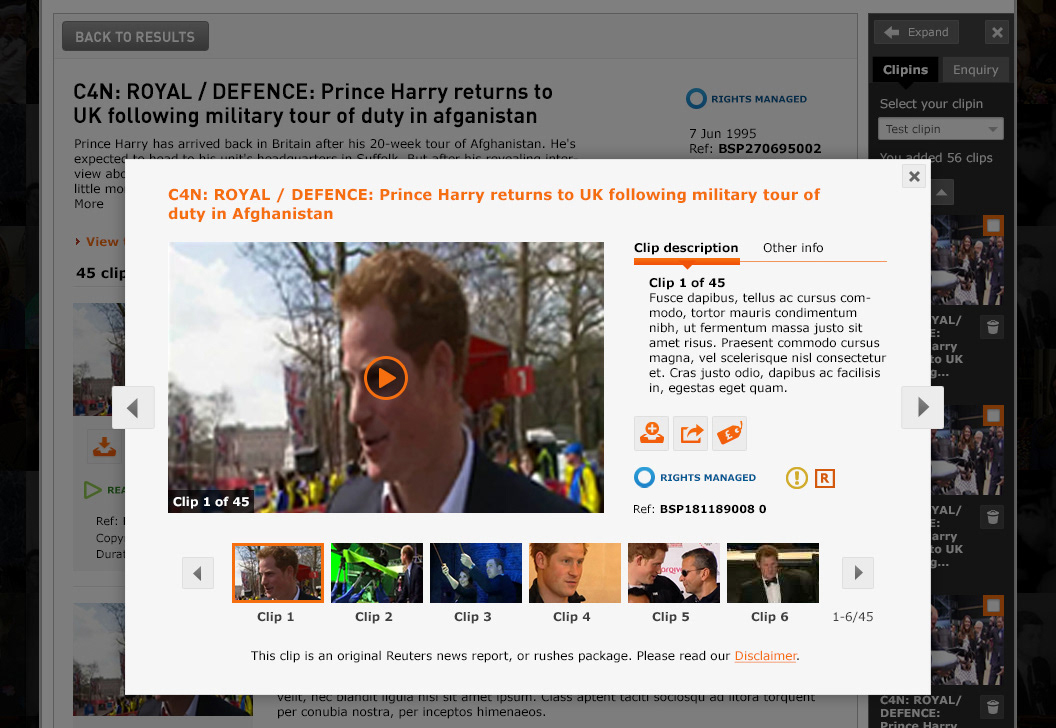 Clipin preview overlay interaction