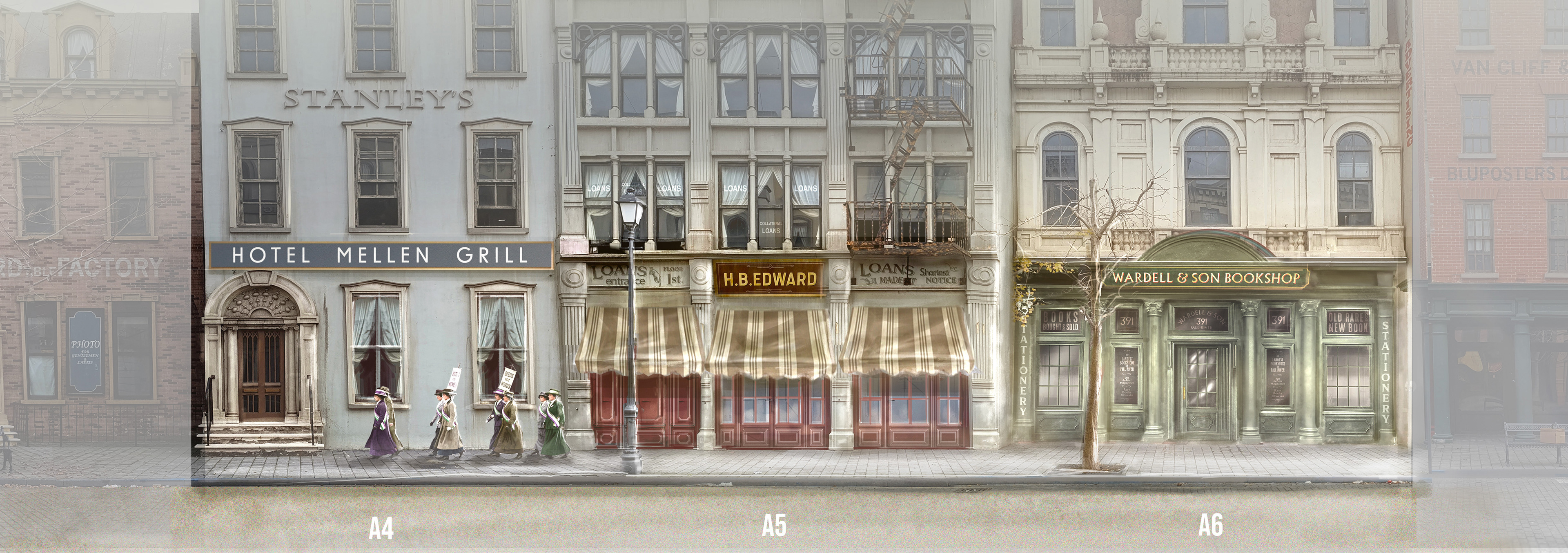 Monster: Season 4 | Fall River Backlot – Elevation A | Art Director: Anna Cuciniello | Graphic Artist: Tommaso Borrelli