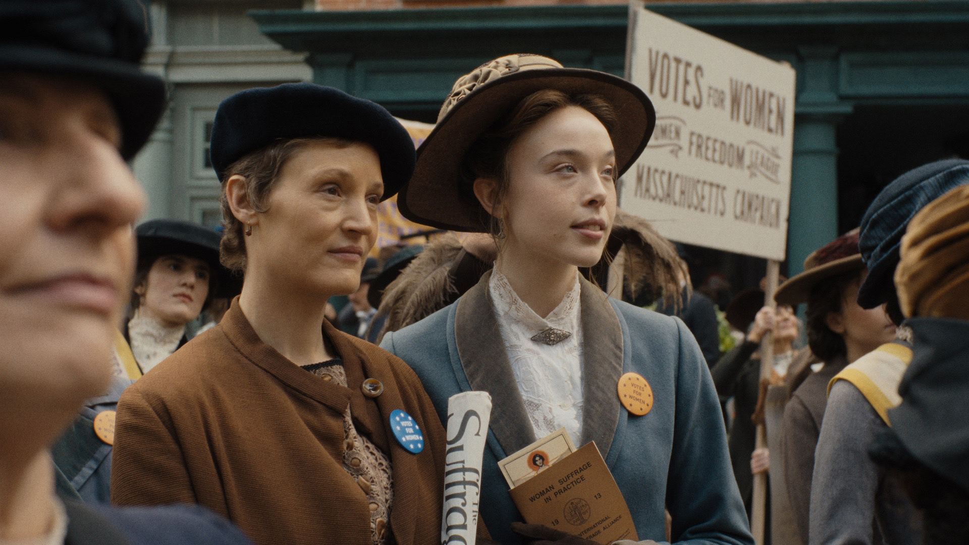 Monster Season 4 - Fall River Backlot Suffragette protest - Vicky Krieps as “Maggie”, Ella Beatty