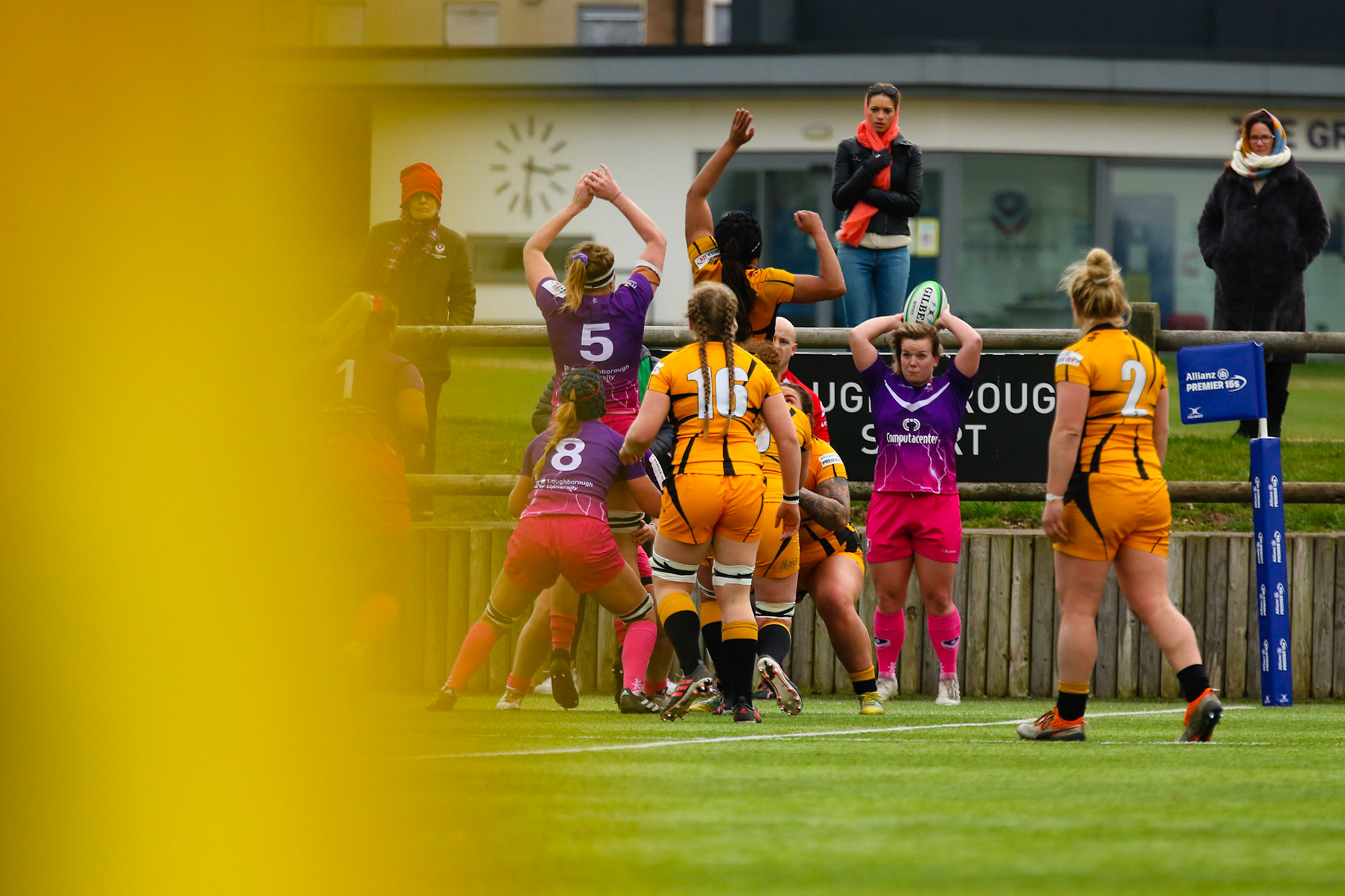 Action shot during the Allianz Premier 15s match between Loughborough Lightning and Wasps Ladies at Loughborough University, Loughborough, England on 20th March 2021.