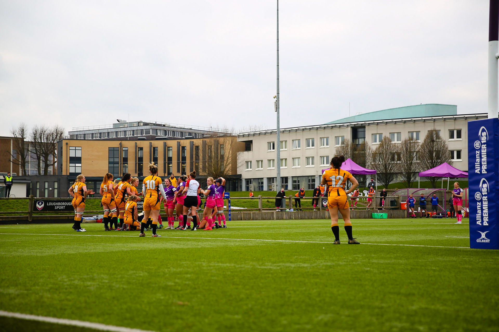 Action shot during the Allianz Premier 15s match between Loughborough Lightning and Wasps Ladies at Loughborough University, Loughborough, England on 20th March 2021.