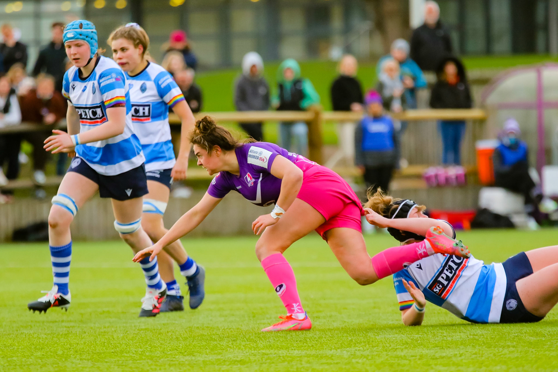 Eloise Hayward of Loughborough Lightning during the Allianz Premier 15s match between Loughborough Lightning and DMP Sharks at The Loughborough University, England on 28th Jan 2022. © @benlumleyphoto