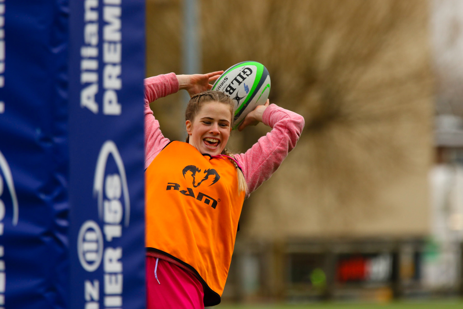 Warm up during the Allianz Premier 15s match between Loughborough Lightning and Wasps Ladies at Loughborough University, Loughborough, England on 20th March 2021.