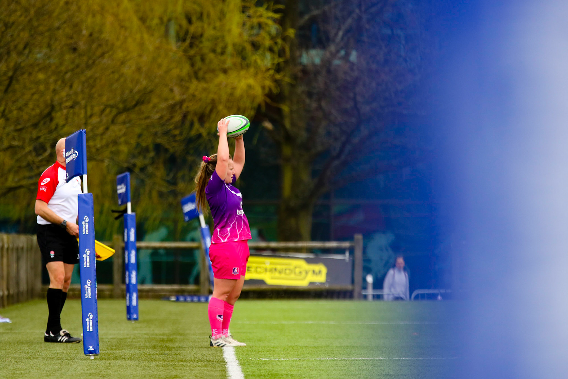 Action shot during the Allianz Premier 15s match between Loughborough Lightning and Wasps Ladies at Loughborough University, Loughborough, England on 20th March 2021.