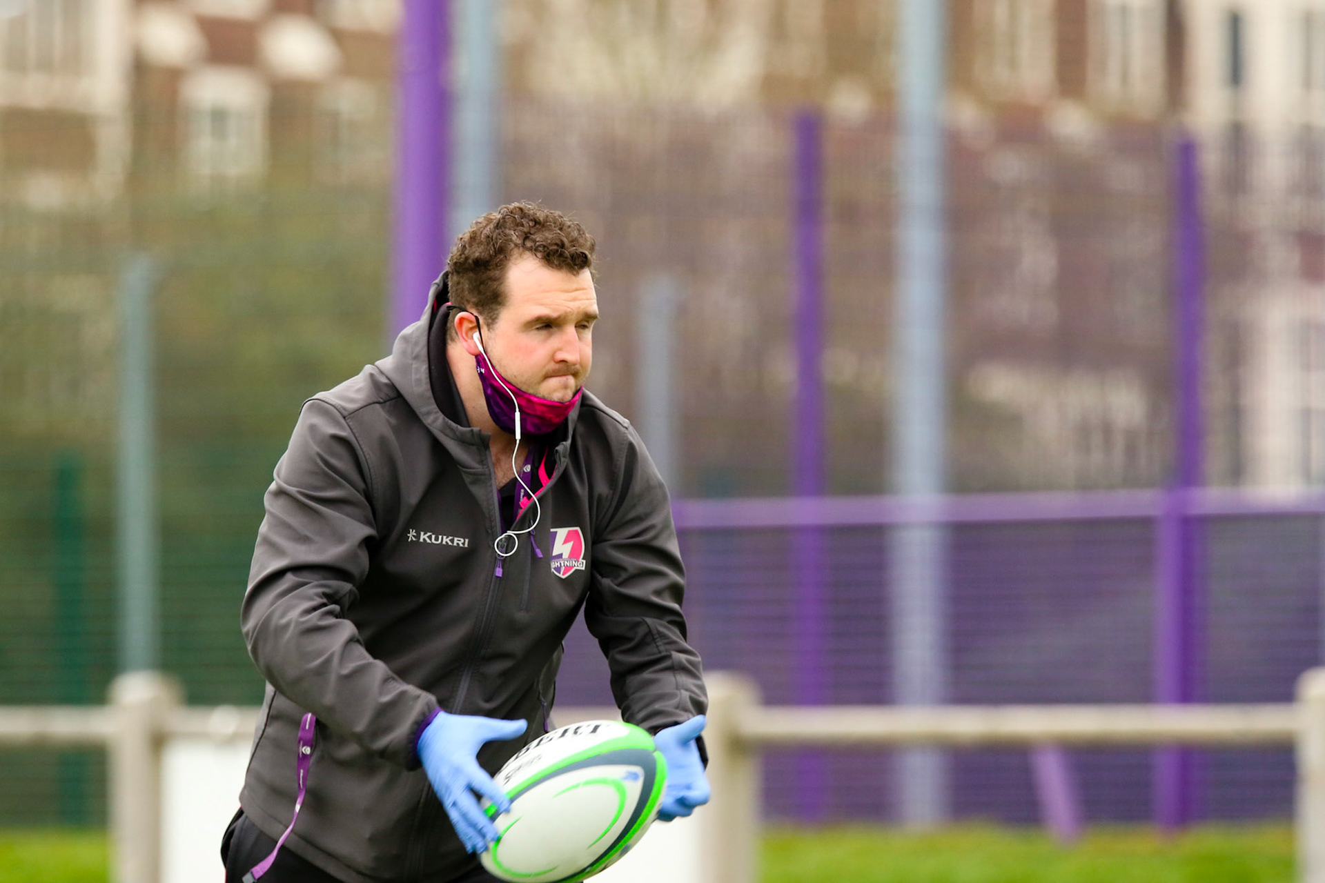 Action shot during the Allianz Premier 15s match between Loughborough Lightning and Wasps Ladies at Loughborough University, Loughborough, England on 20th March 2021.