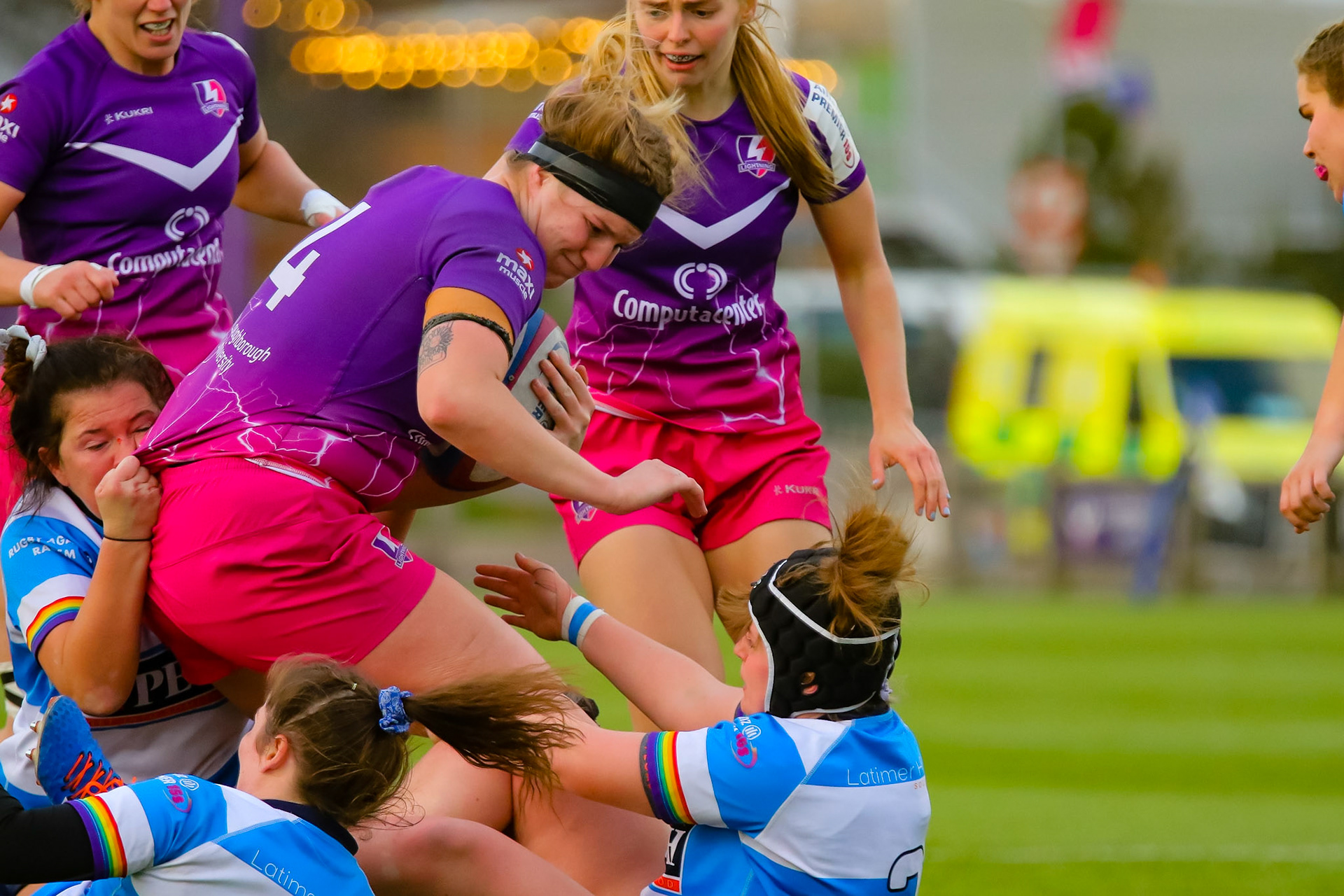Halli Taufoou of Loughborough Lightning during the Allianz Premier 15s match between Loughborough Lightning and DMP Sharks at The Loughborough University, England on 28th Jan 2022. © @benlumleyphoto
