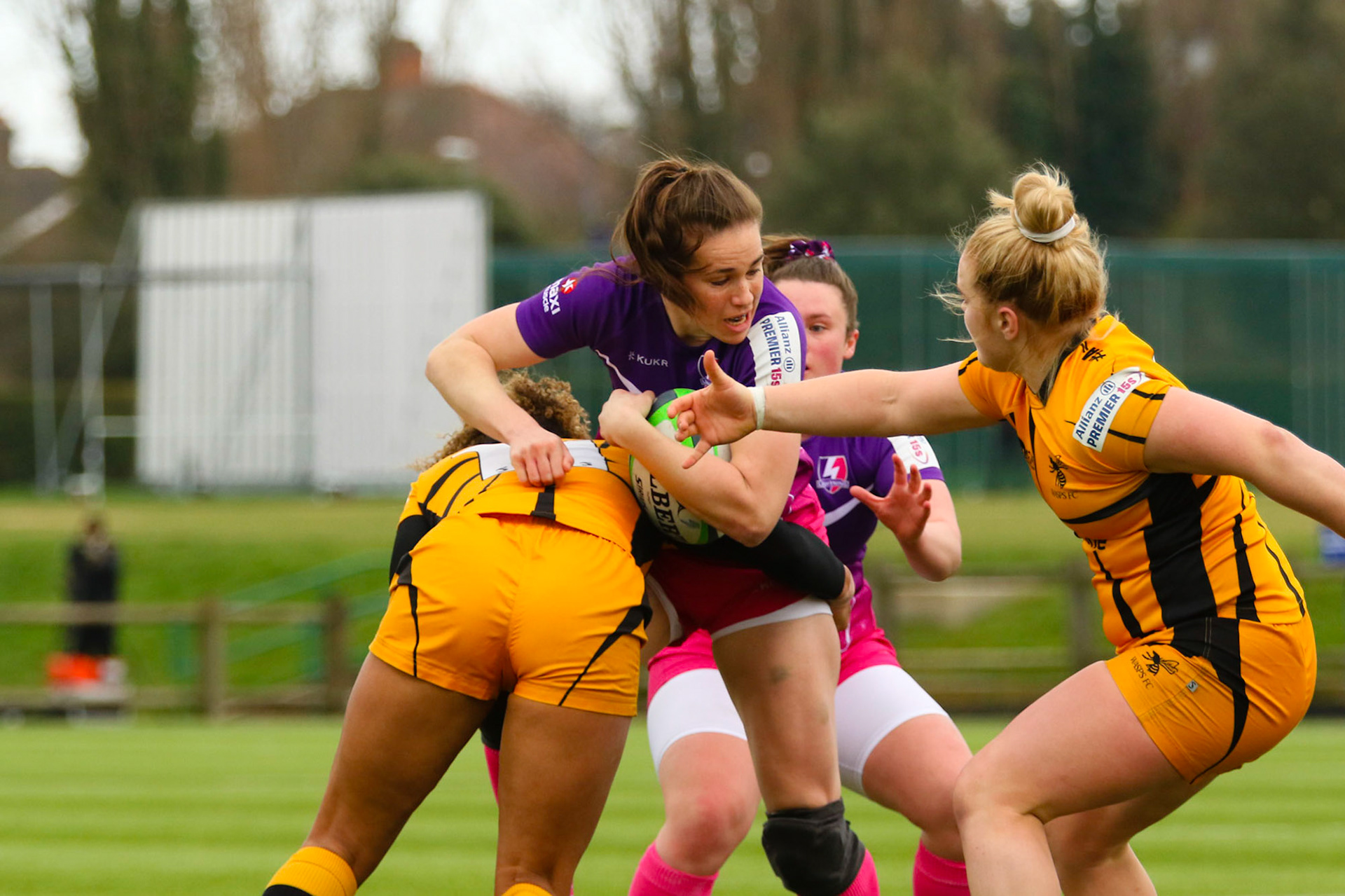 Emily Scarratt of Loughborough Lightning during the Allianz Premier 15s match between Loughborough Lightning and Wasps Ladies at Loughborough University, Loughborough, England on 20th March 2021.