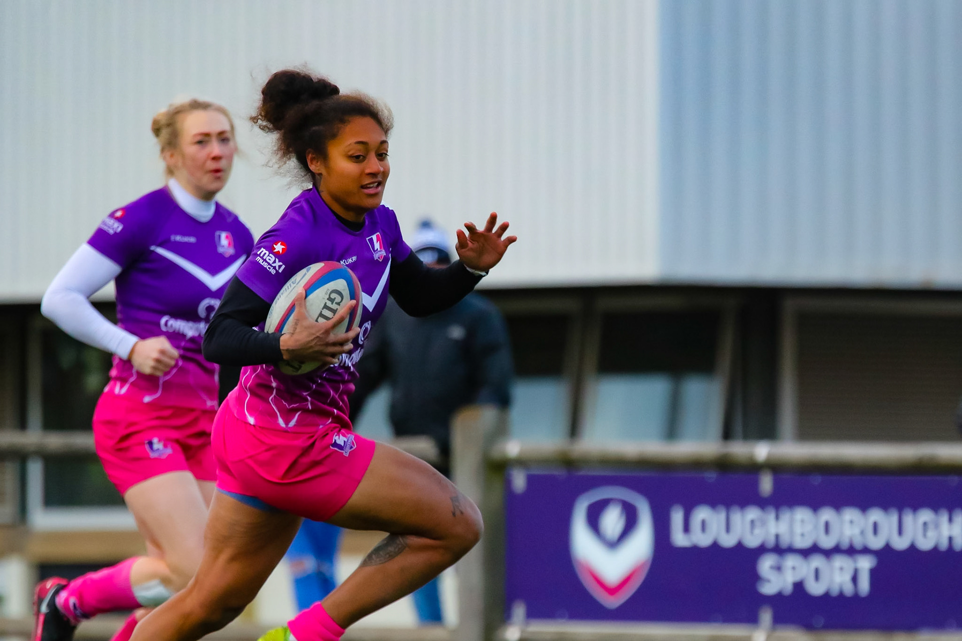 Bulou Mataitoga of Loughborough Lightning during the Allianz Premier 15s match between Loughborough Lightning and DMP Sharks at The Loughborough University, England on 28th Jan 2022. © @benlumleyphoto