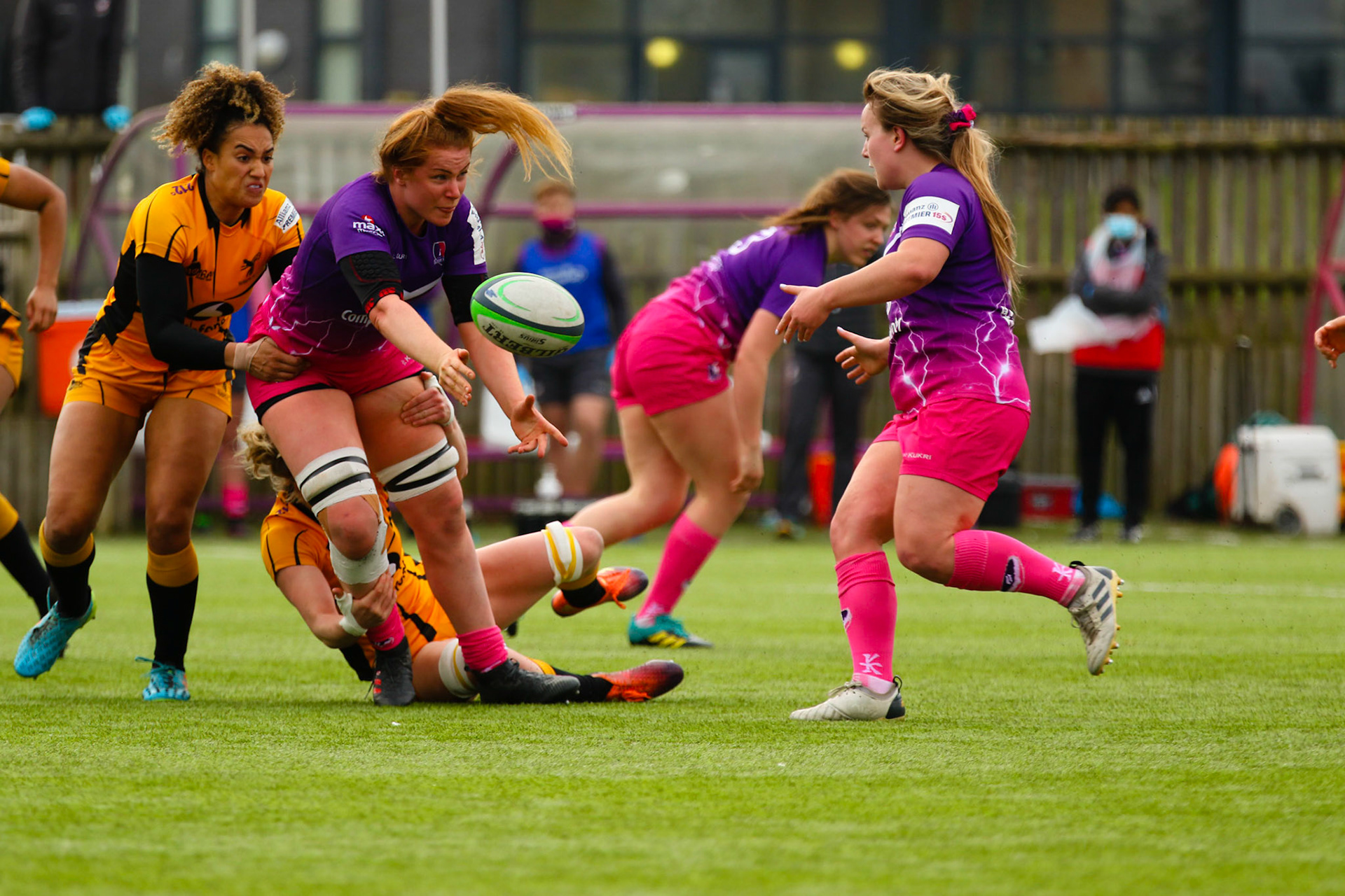 Abby Duguid of Loughborough Lightning during the Allianz Premier 15s match between Loughborough Lightning and Wasps Ladies at Loughborough University, Loughborough, England on 20th March 2021.