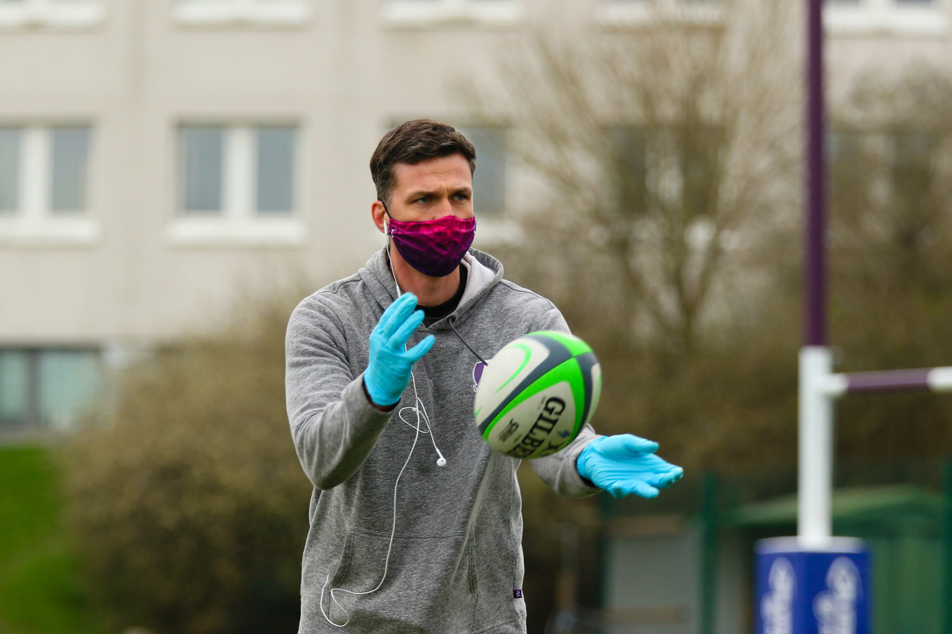 Action shot during the Allianz Premier 15s match between Loughborough Lightning and Wasps Ladies at Loughborough University, Loughborough, England on 20th March 2021.
