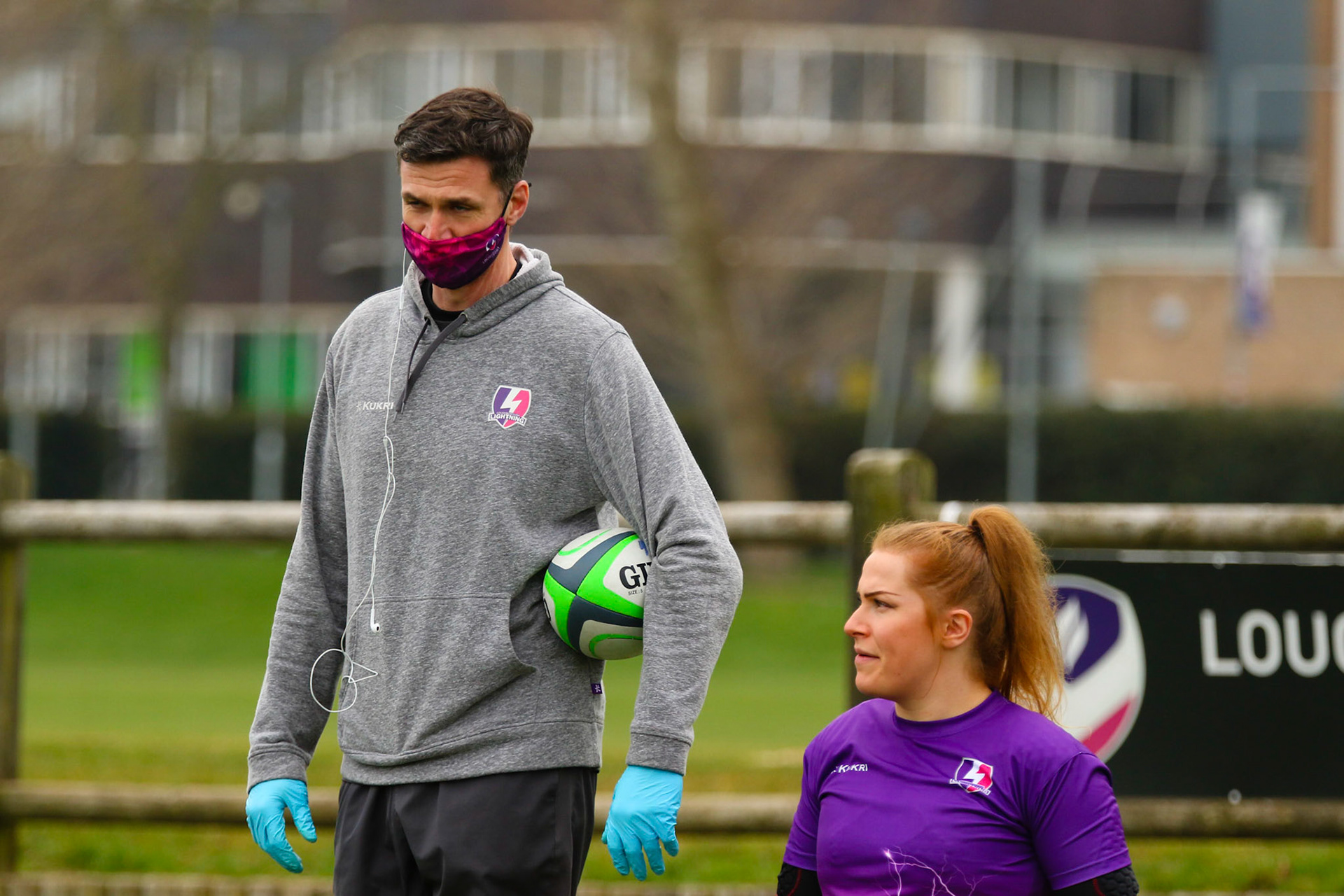 Action shot during the Allianz Premier 15s match between Loughborough Lightning and Wasps Ladies at Loughborough University, Loughborough, England on 20th March 2021.