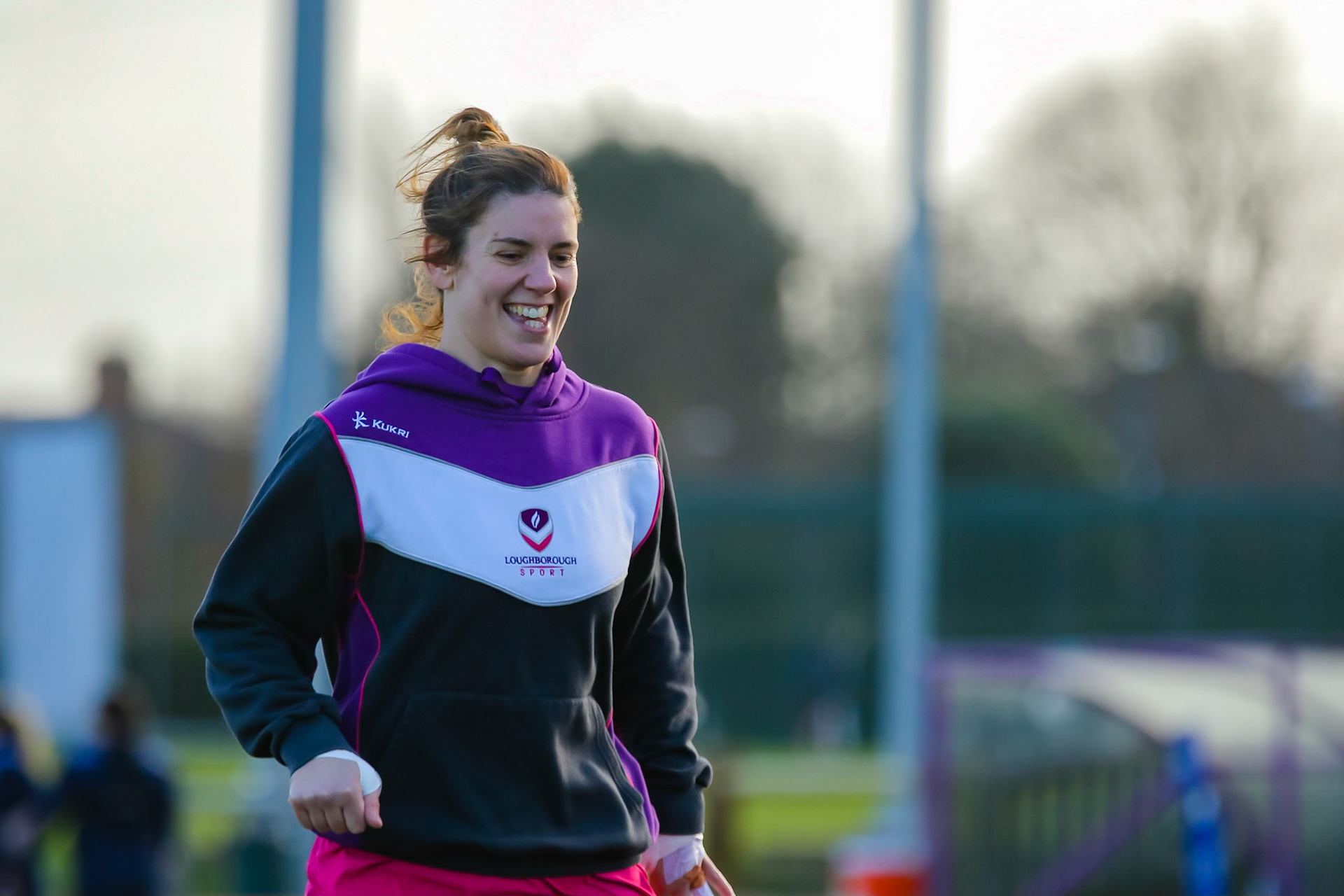 Sarah Hunter of Loughborough Lightning during the Allianz Premier 15s match between Loughborough Lightning and DMP Sharks at The Loughborough University, England on 28th Jan 2022. © @benlumleyphoto