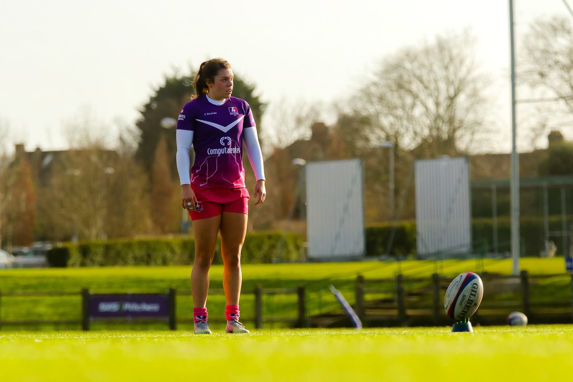 Helena Rowland of Loughborough Lightning during the Allianz Premier 15s match between Loughborough Lightning and DMP Sharks at The Loughborough University, England on 28th Jan 2022. © @benlumleyphoto