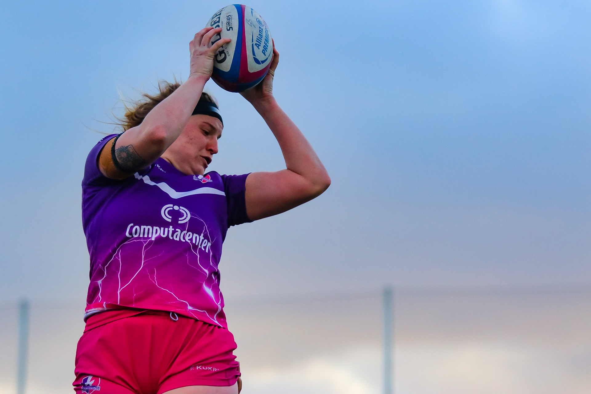 Abby Duguid of Loughborough Lightning the Allianz Premier 15s match between Loughborough Lightning and DMP Sharks at The Loughborough University, England on 28th Jan 2022. © @benlumleyphoto