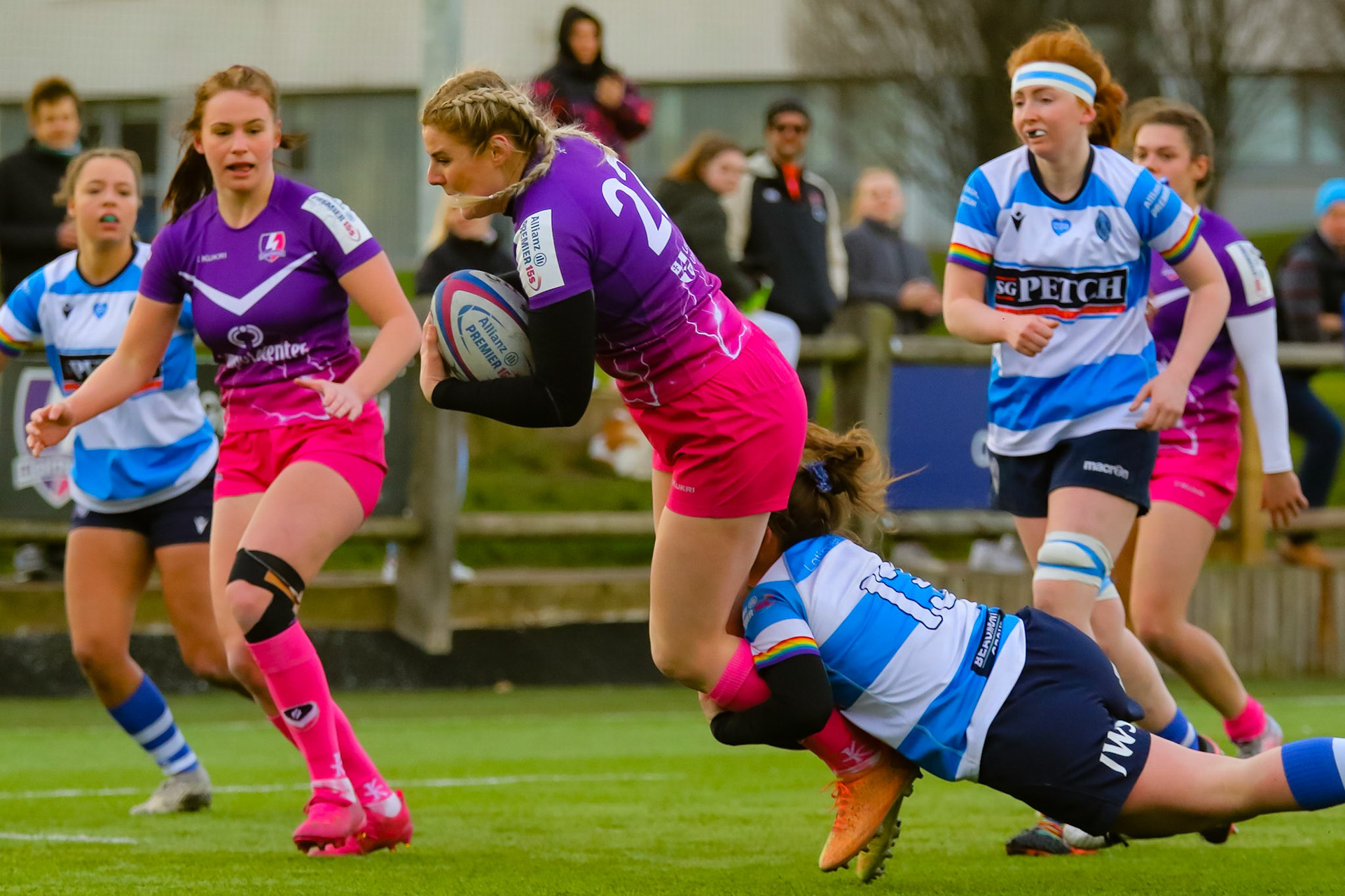 Cary Williams of Loughborough Lightning during the Allianz Premier 15s match between Loughborough Lightning and DMP Sharks at The Loughborough University, England on 28th Jan 2022. © @benlumleyphoto