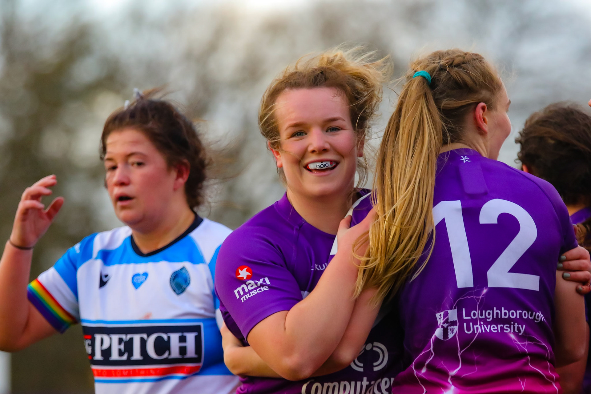 Lark Davies (c) of Loughborough Lightning during the Allianz Premier 15s match between Loughborough Lightning and DMP Sharks at The Loughborough University, England on 28th Jan 2022. © @benlumleyphoto